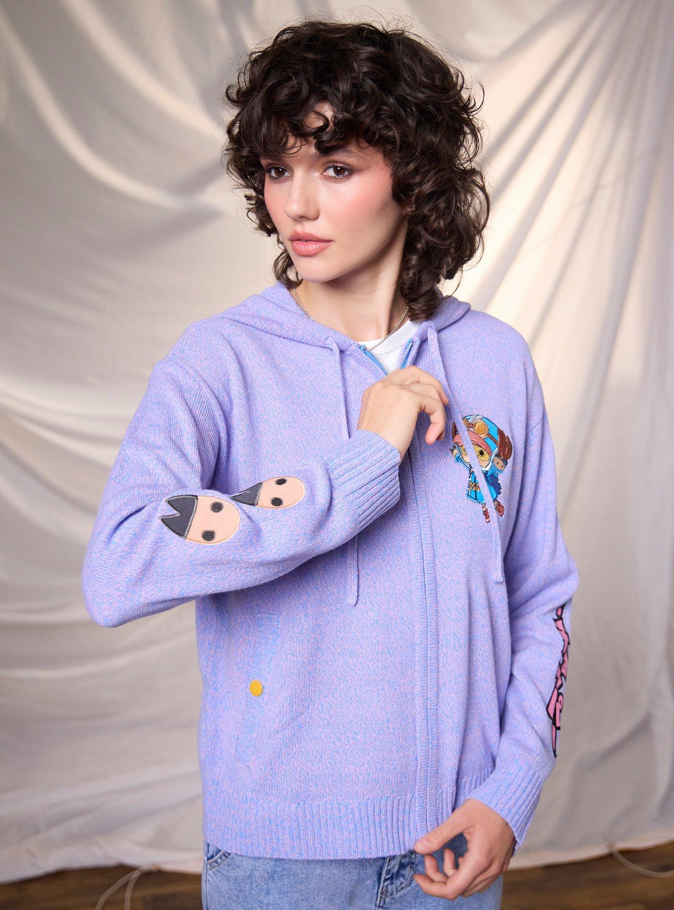 One Piece Chopper Egghead Marled Knit Girls Hoodie, MULTI, alternate