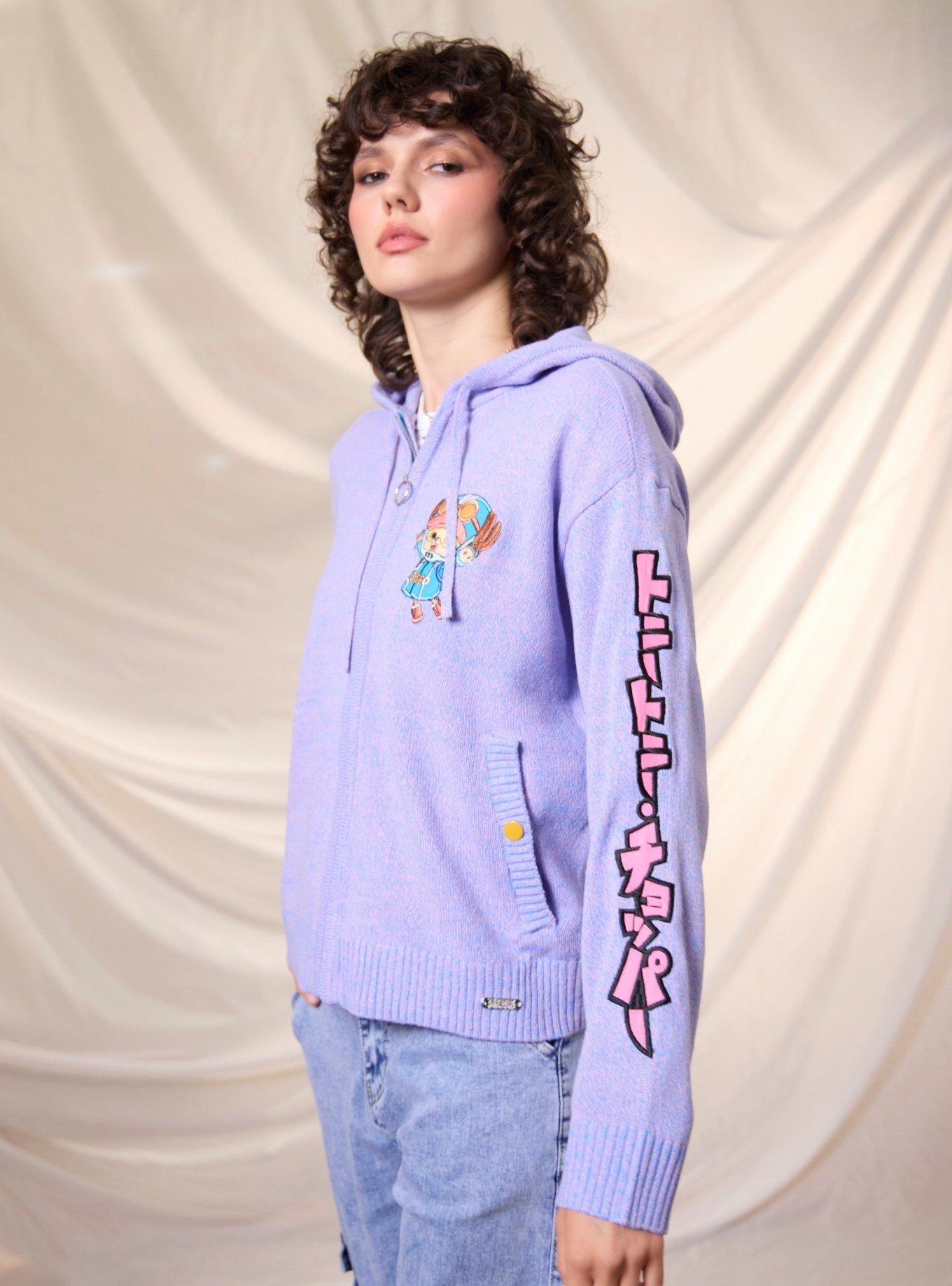 One Piece Chopper Egghead Marled Knit Girls Hoodie, MULTI, alternate