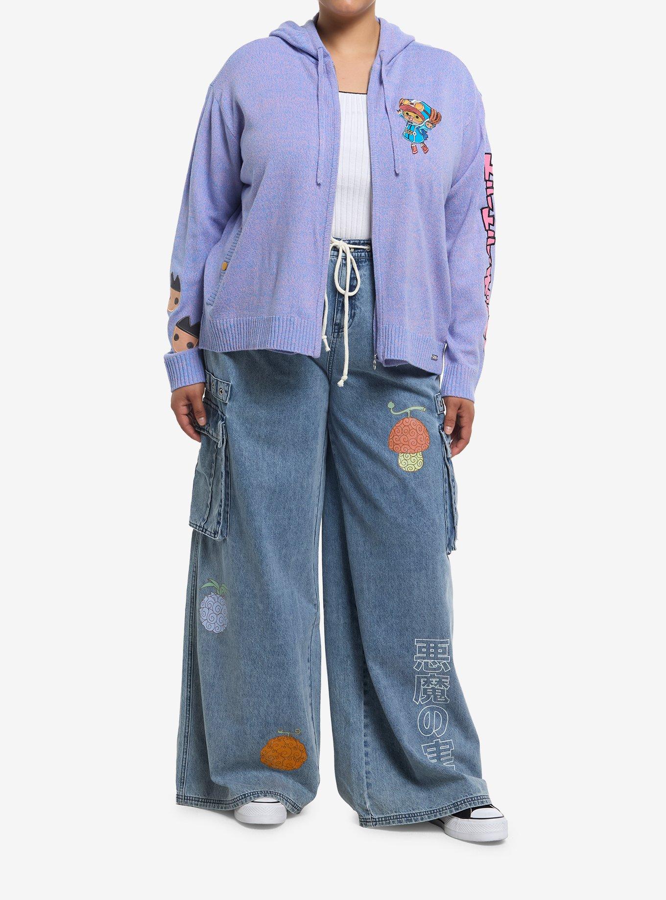 One Piece Chopper Egghead Marled Knit Girls Hoodie Plus Size, MULTI, alternate