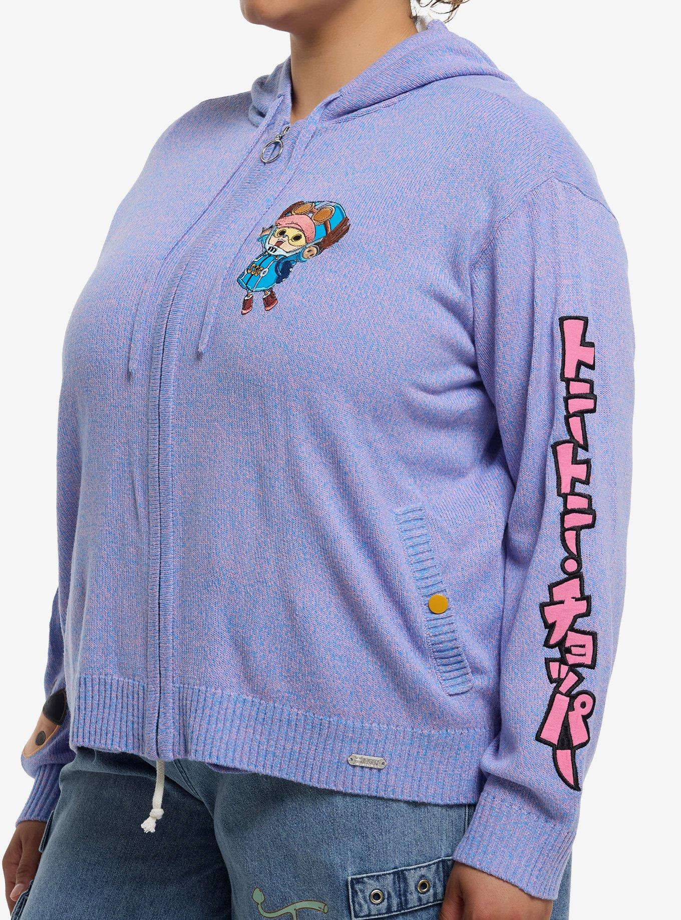 One Piece Chopper Egghead Marled Knit Girls Hoodie Plus Size, MULTI, alternate