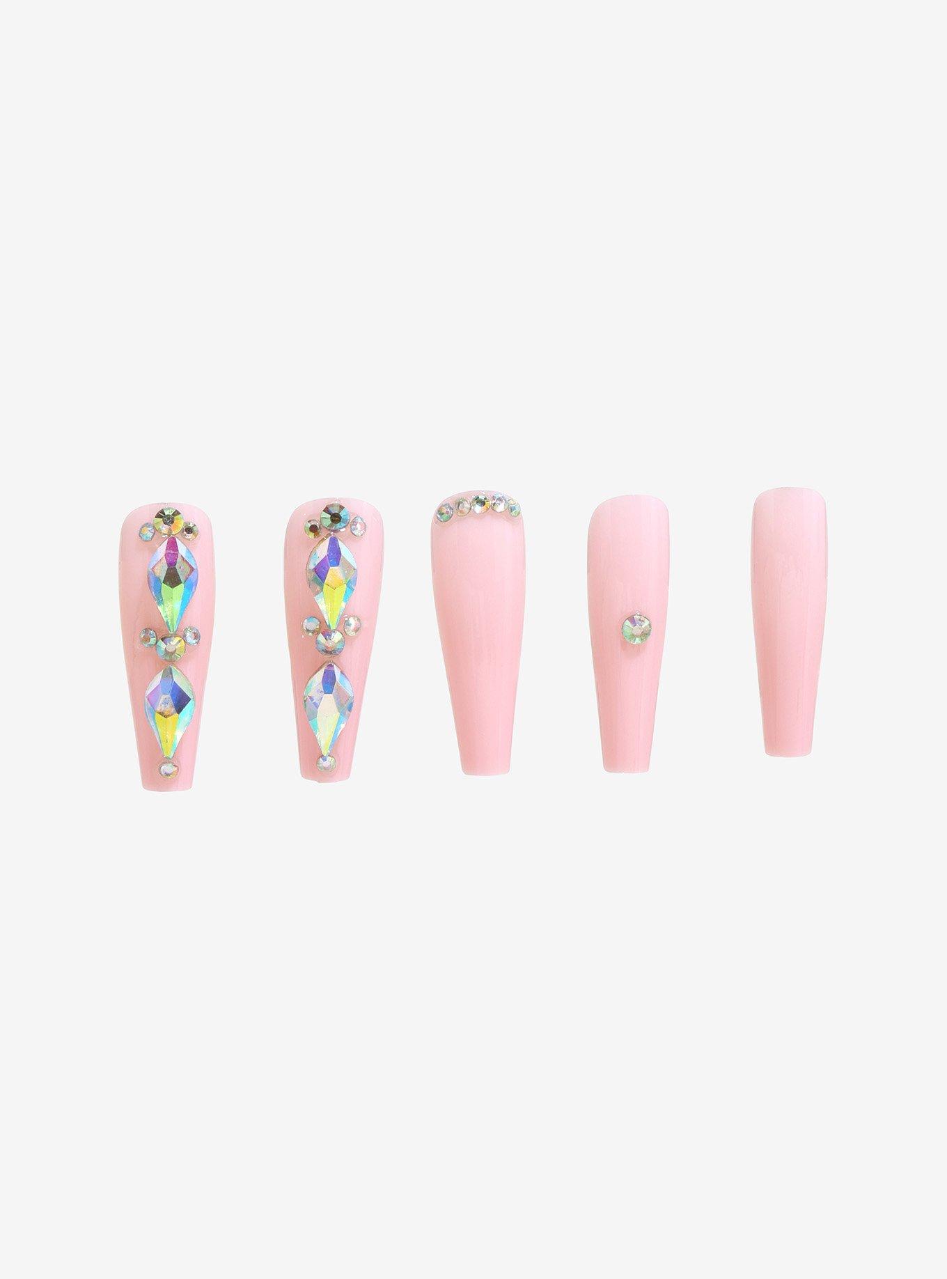Pink Bling Press-On Nail Set, , hi-res