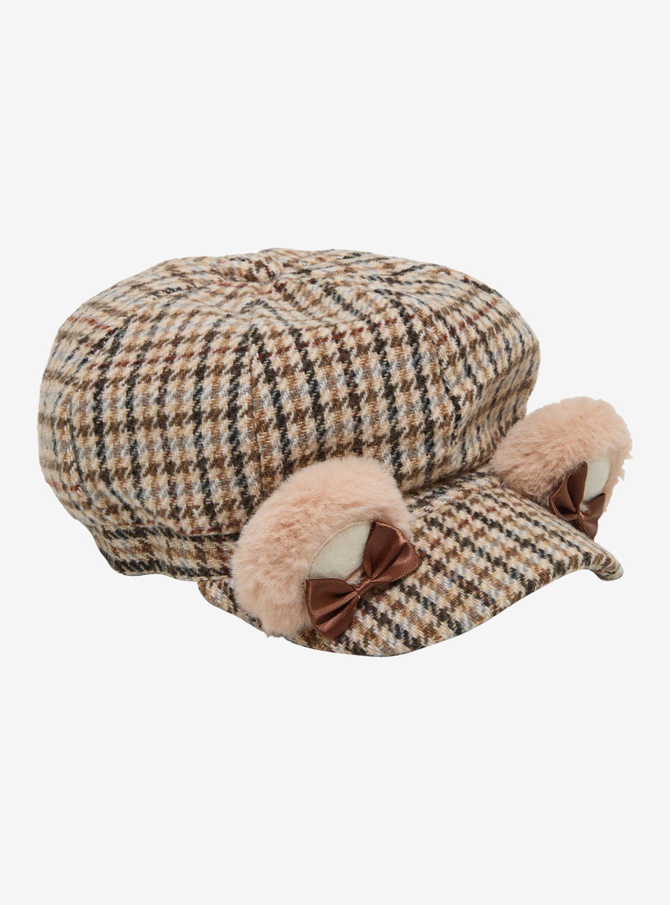 Brown Teddy Bear Plaid Cabbie Hat, , hi-res