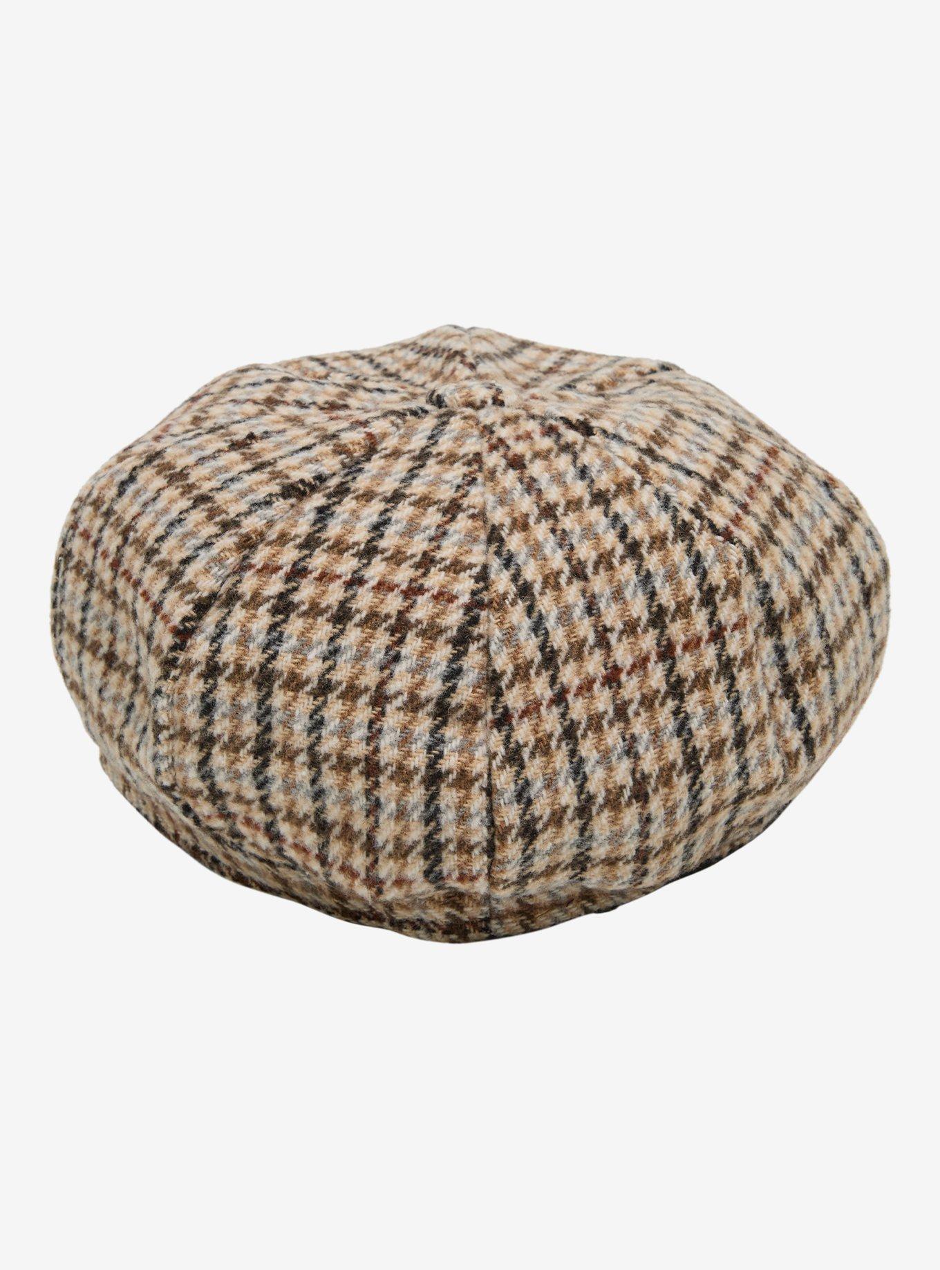 Brown Teddy Bear Plaid Cabbie Hat, , alternate