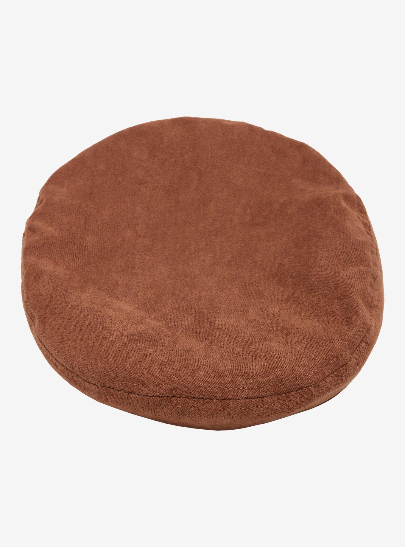 Brown Faux Suede Grommet Cabbie Hat, , alternate
