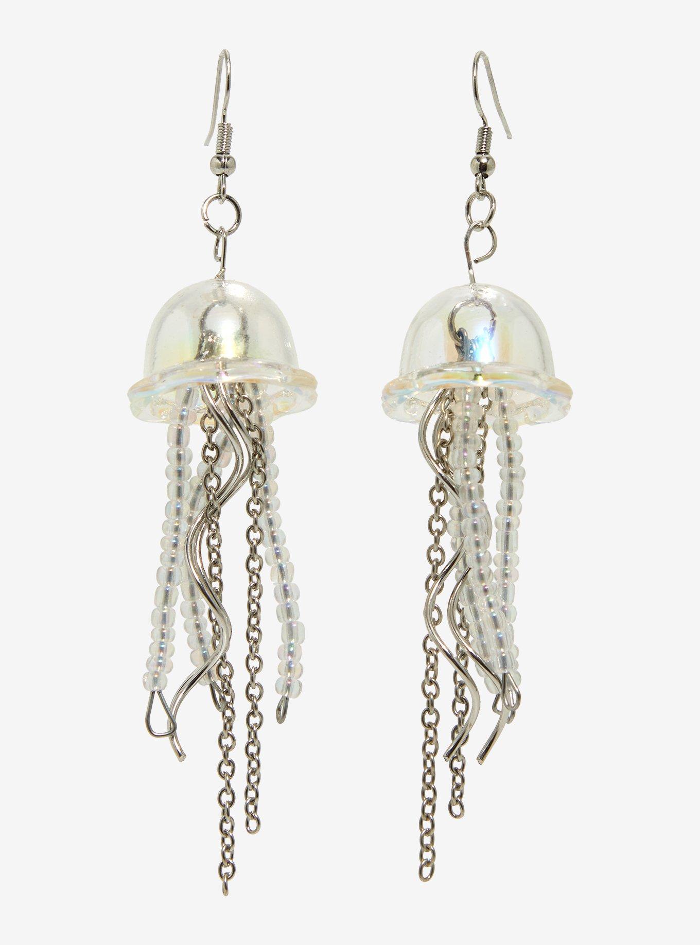 Jellyfish Beaded Drop Earrings, , hi-res