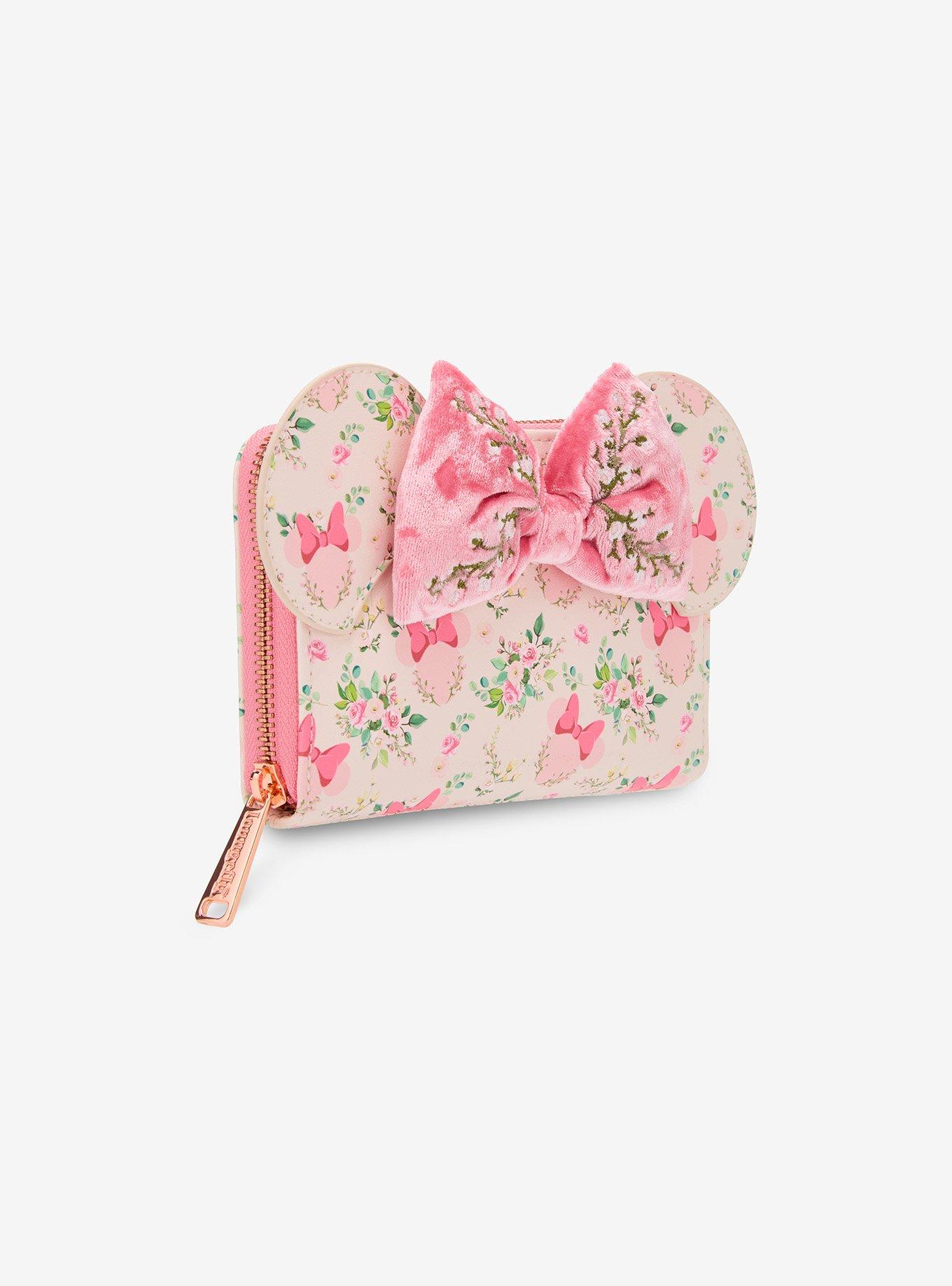 Loungefly Disney Minnie Mouse Pink Floral Mini Zipper Wallet, , hi-res
