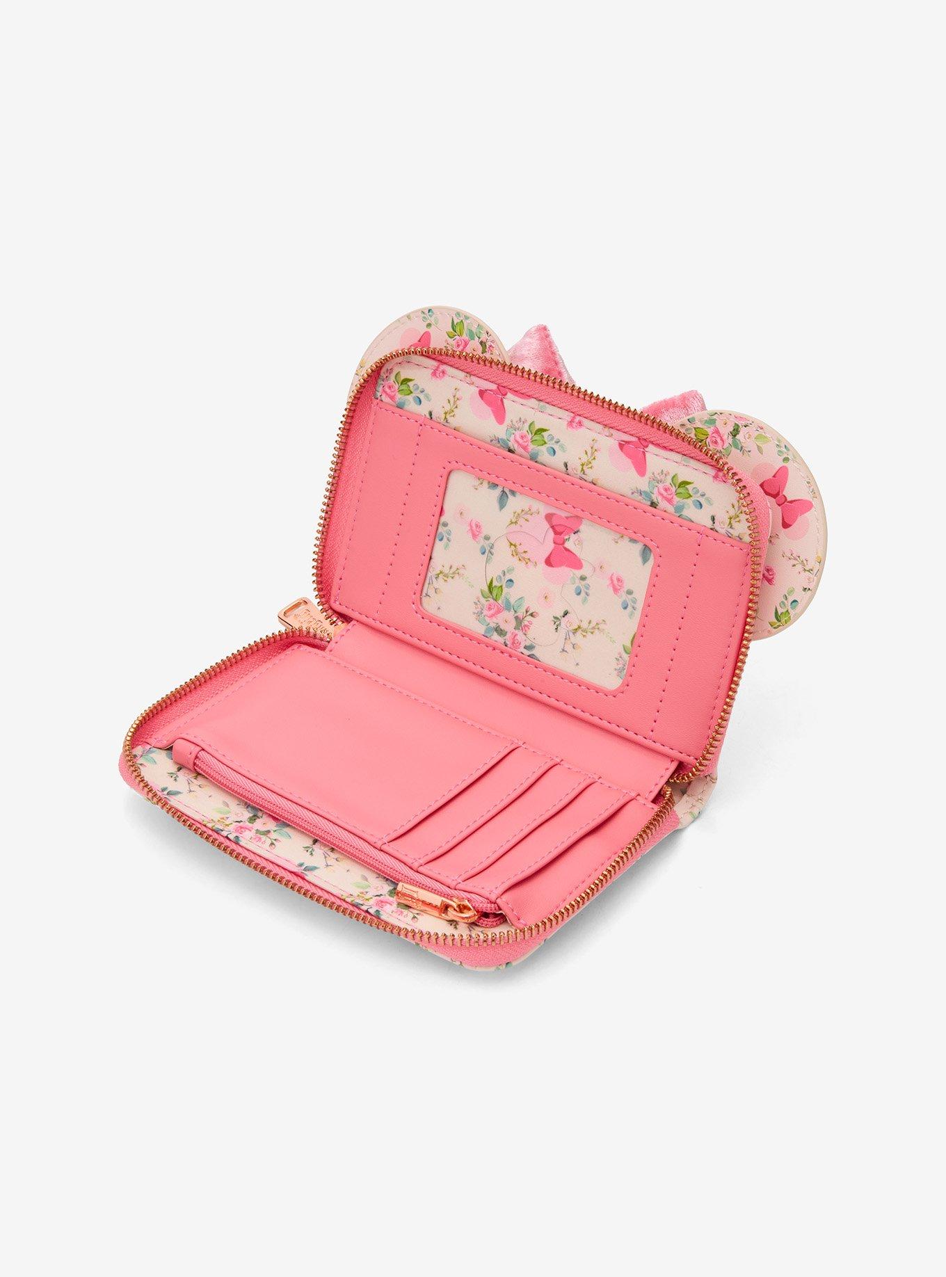 Loungefly Disney Minnie Mouse Pink Floral Mini Zipper Wallet, , alternate