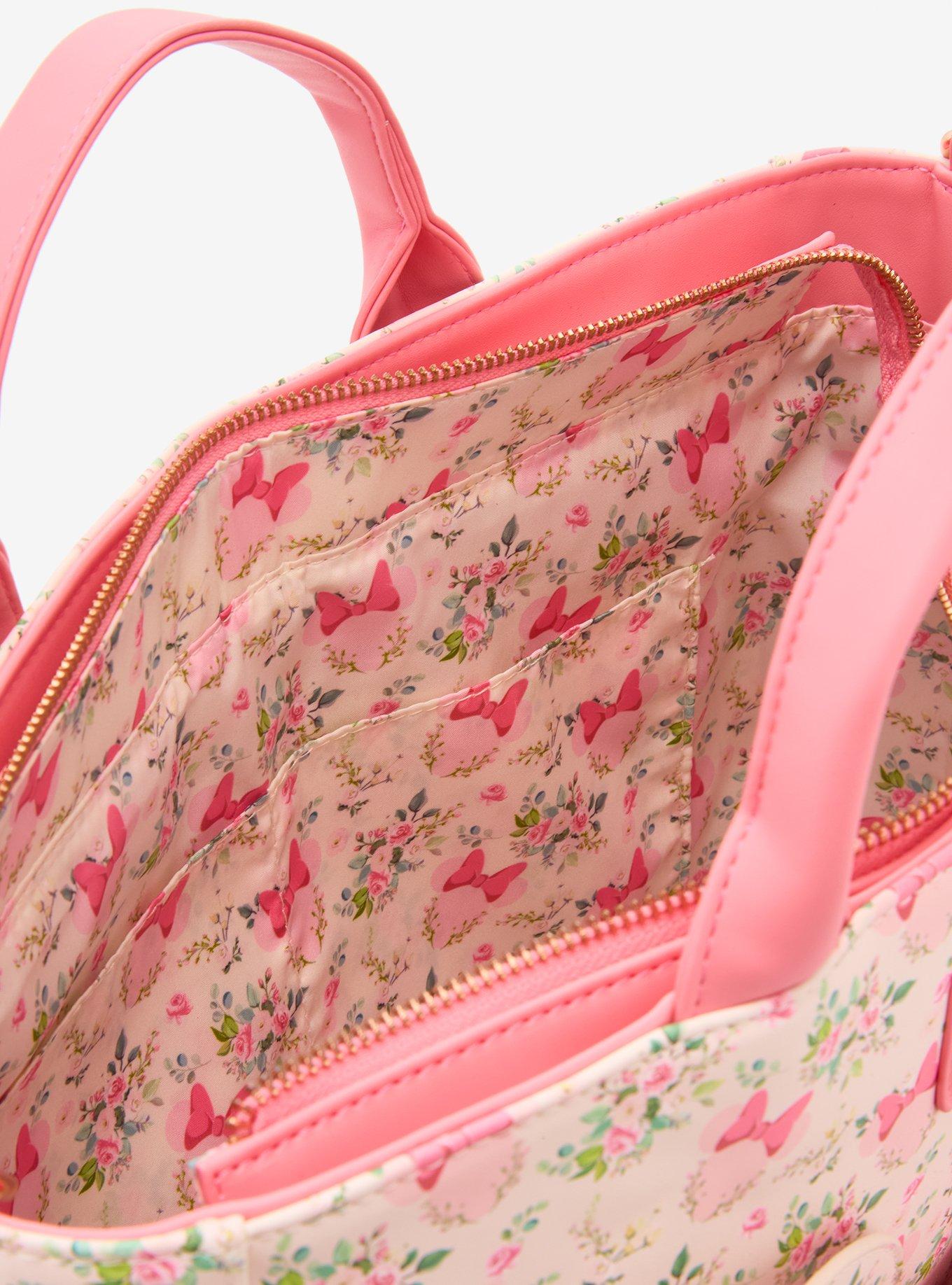 Loungefly Disney Minnie Mouse Pink Floral Convertible Tote Bag, , alternate