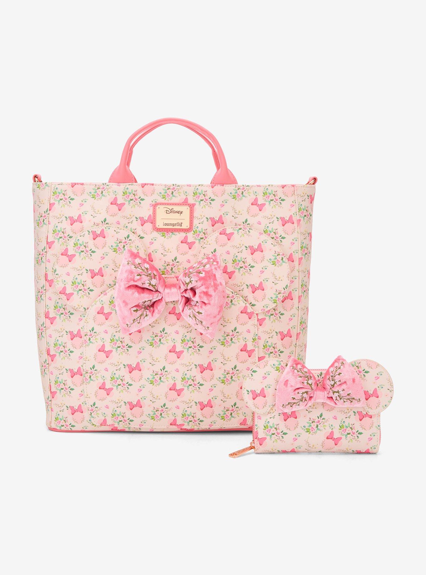 Loungefly Disney Minnie Mouse Pink Floral Convertible Tote Bag, , alternate