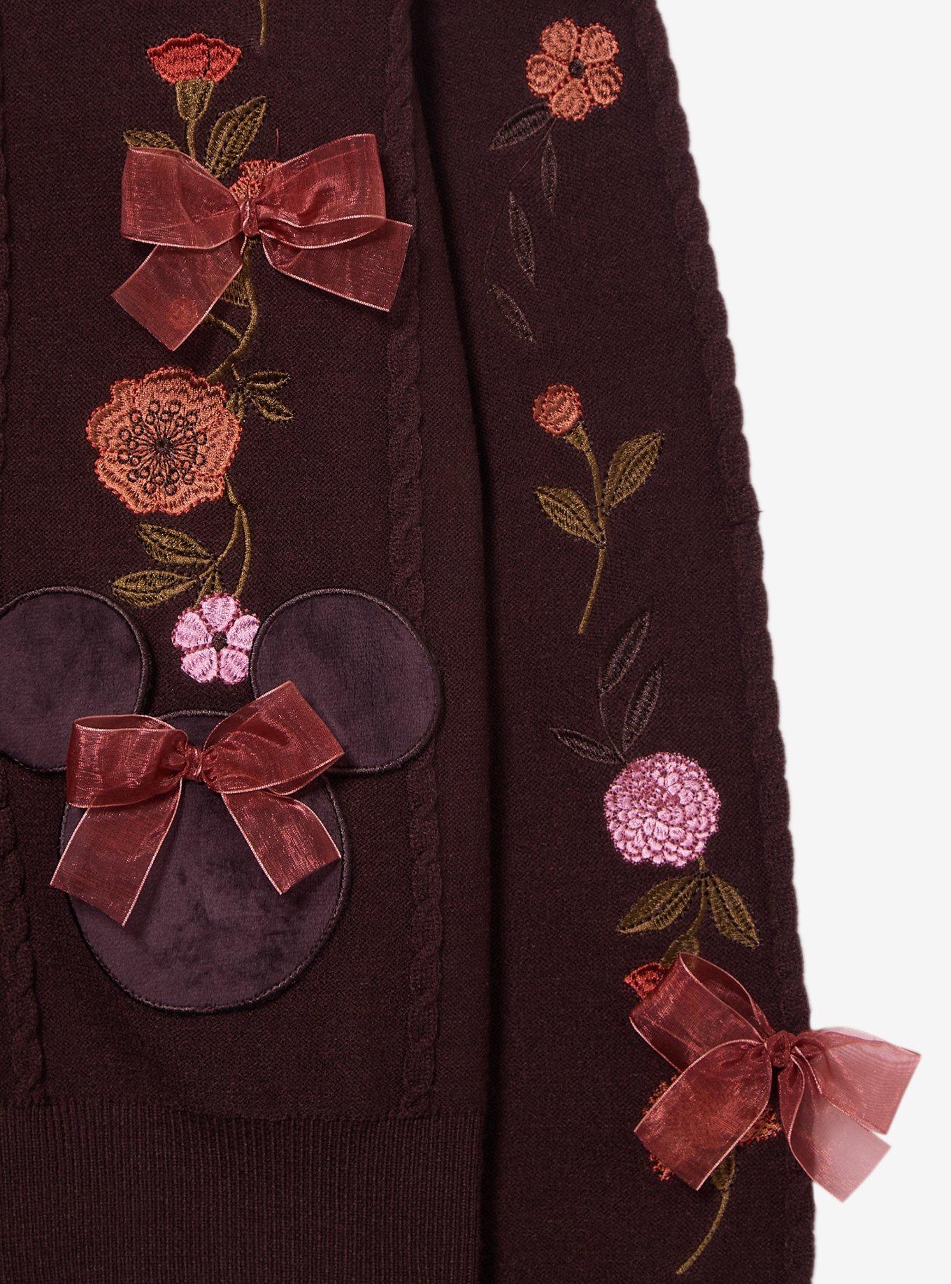 Disney Minnie Mouse Fall Florals Women's Plus Size Cardigan - BoxLunch Exclusive, BROWN, alternate