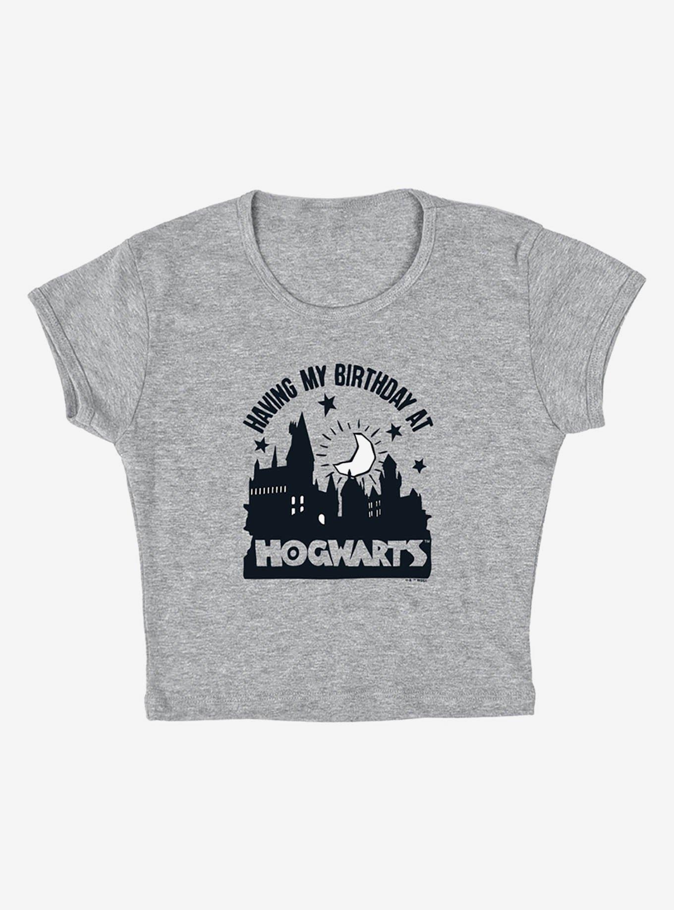 Harry Potter Birthday At Hogwarts Cap Sleeve Baby Rib Women's Crop Top, ATHLETIC HEATHER, alternate