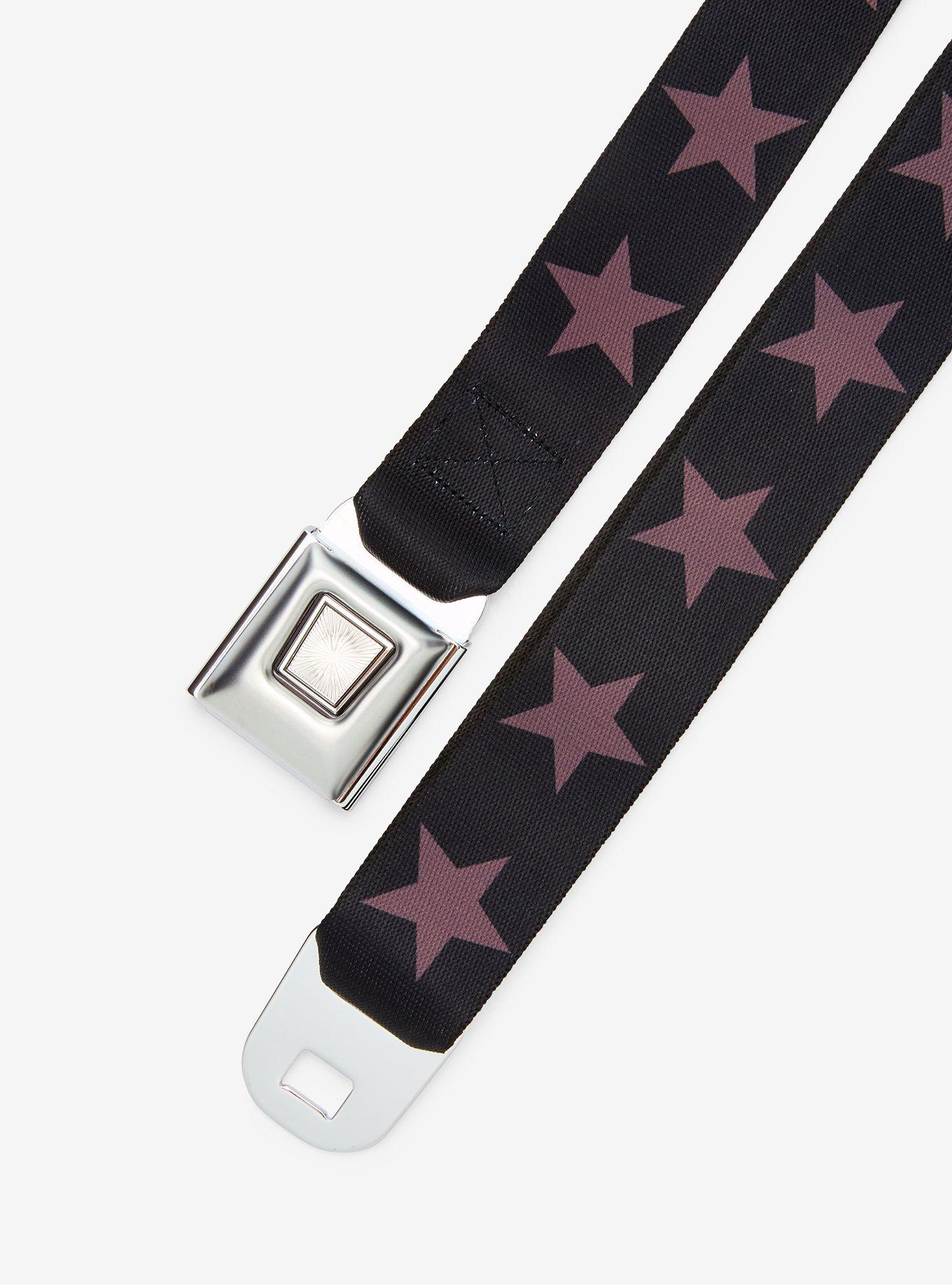 Buckle-Down Black & Taupe Star Seat Belt Belt, , hi-res