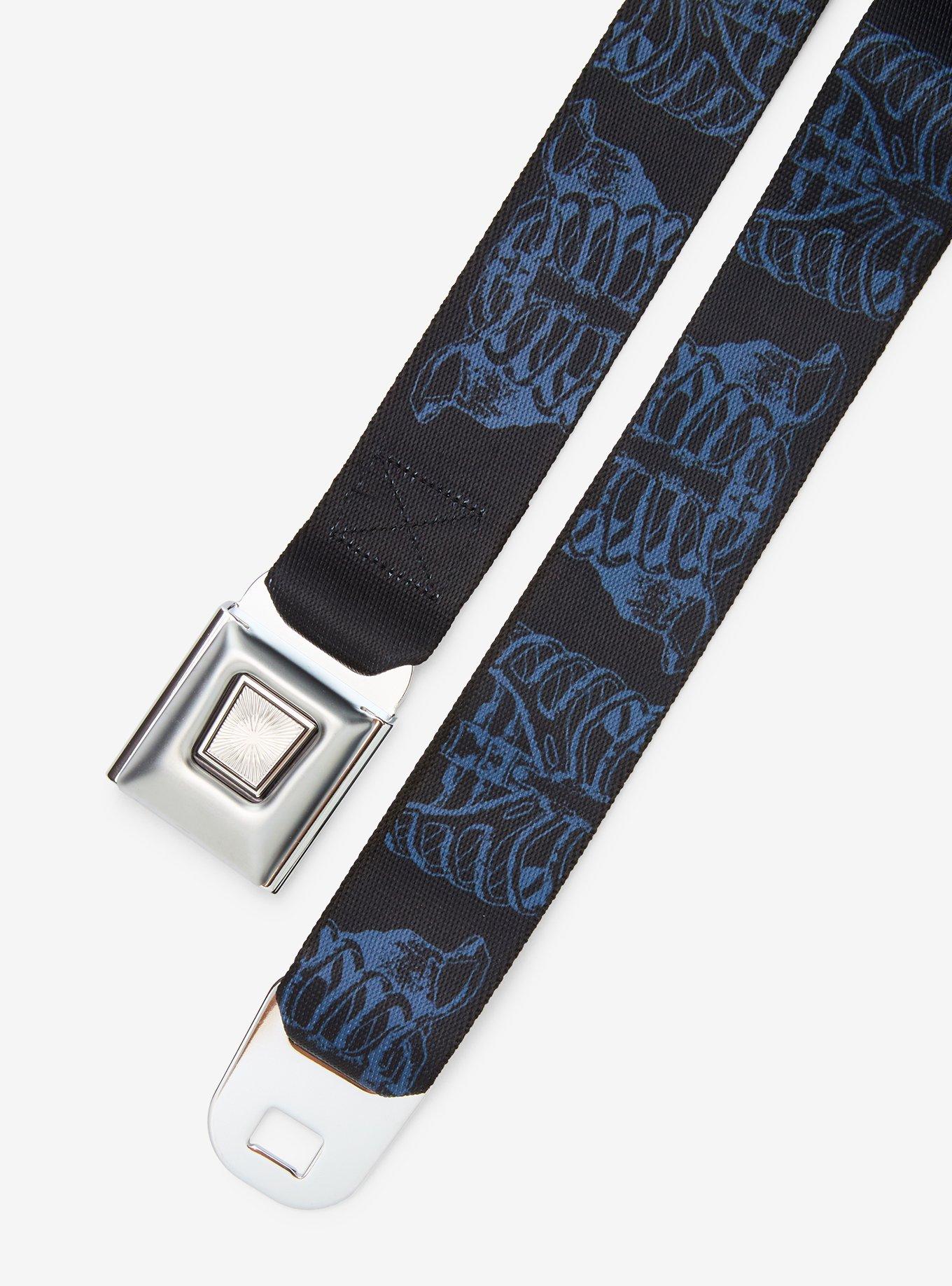 Buckle-Down Black & Blue Rib Cage Seat Belt Belt, , hi-res