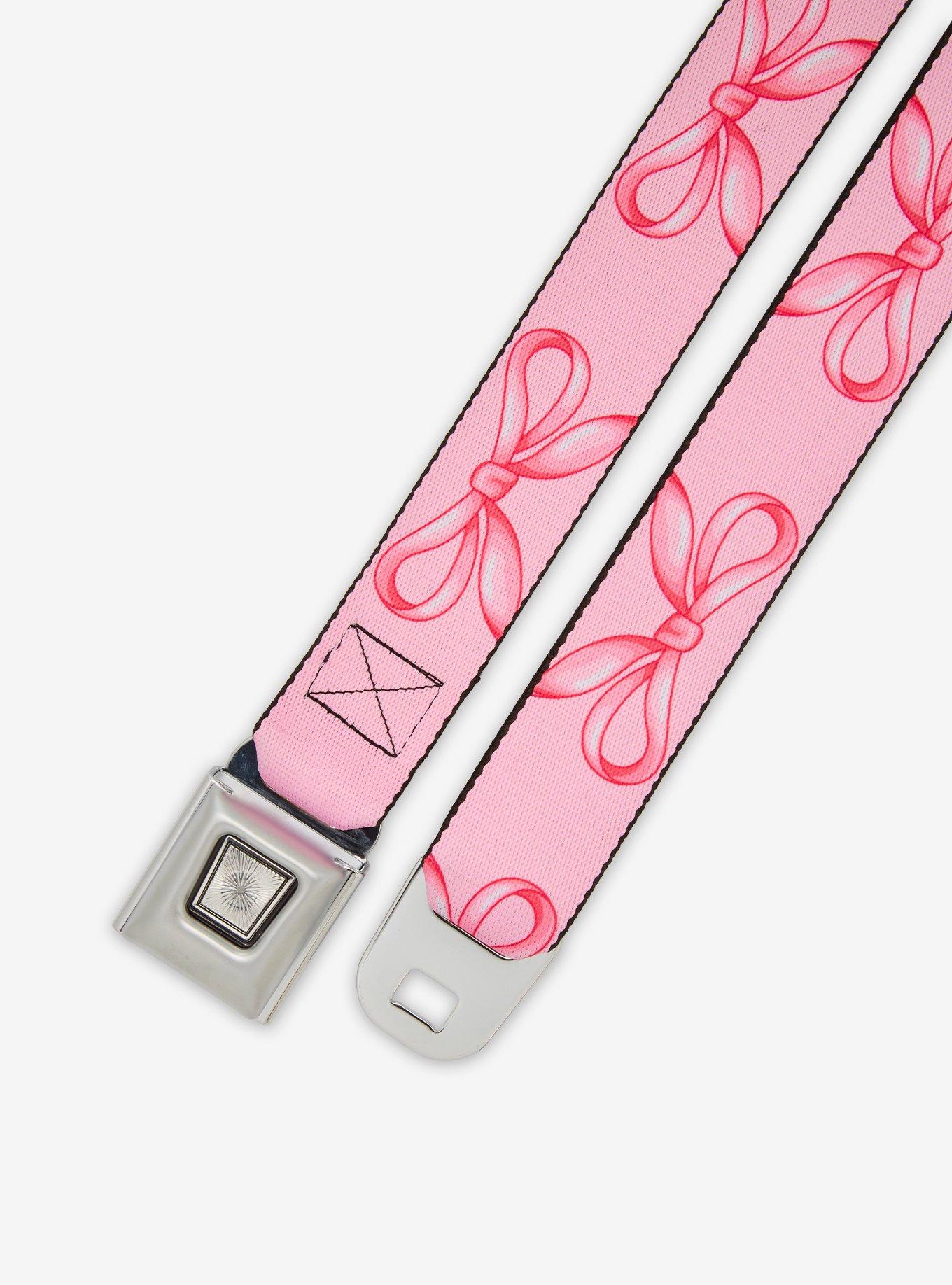 Buckle-Down Pink Bow Seat Belt Belt, , hi-res