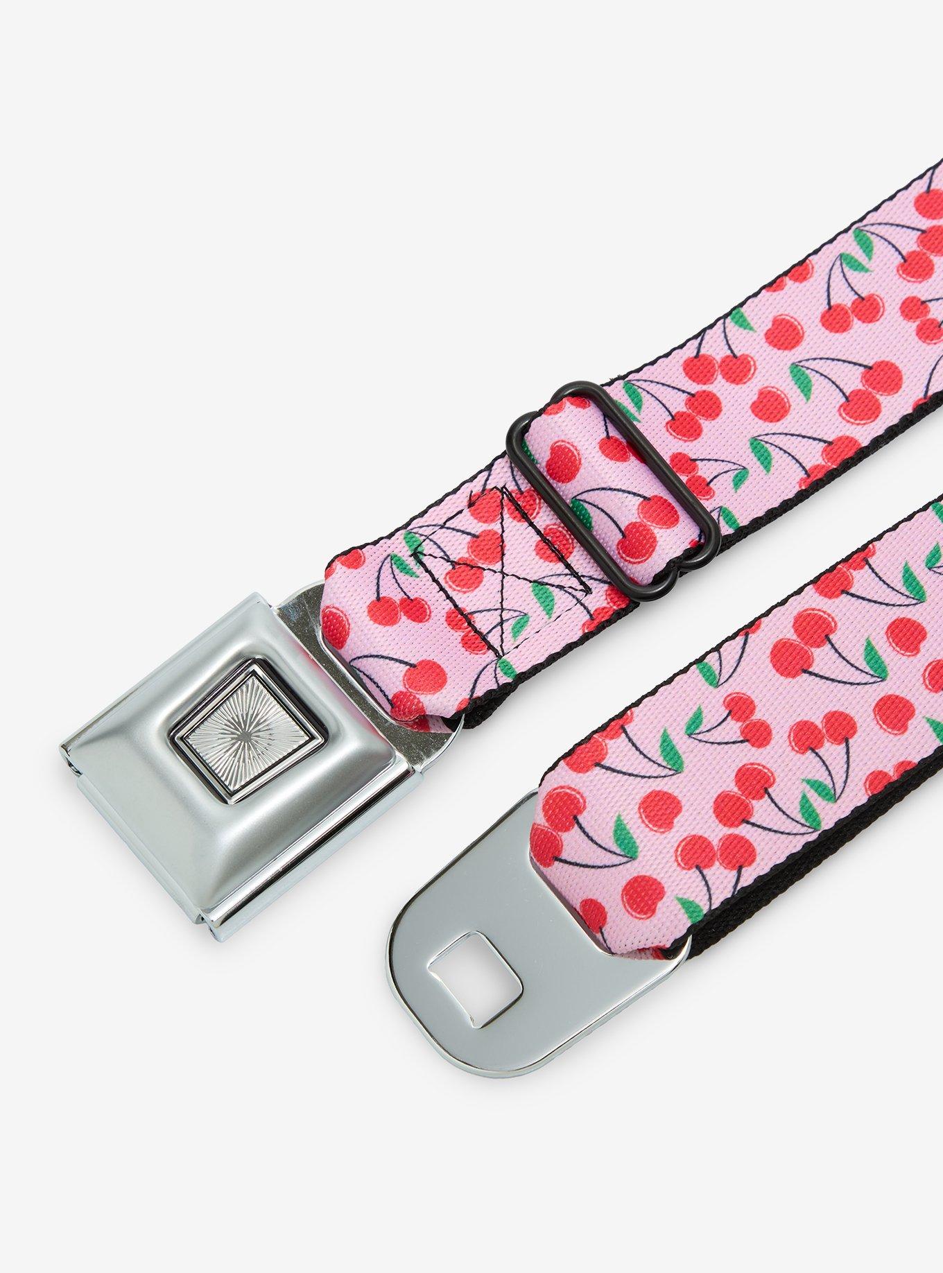 Buckle-Down Pink Cherry Seat Belt Belt, , hi-res