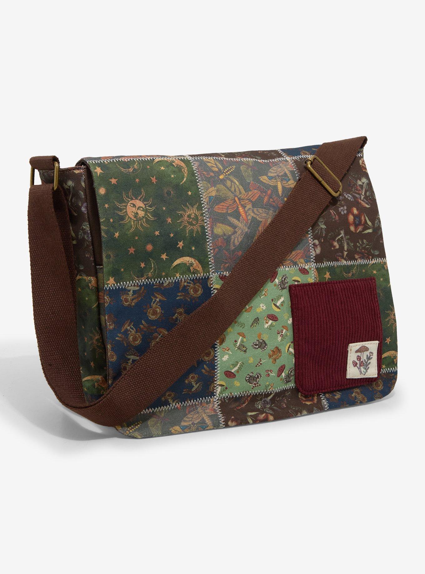 Celestial Grunge Patchwork Print Messenger Bag, , hi-res