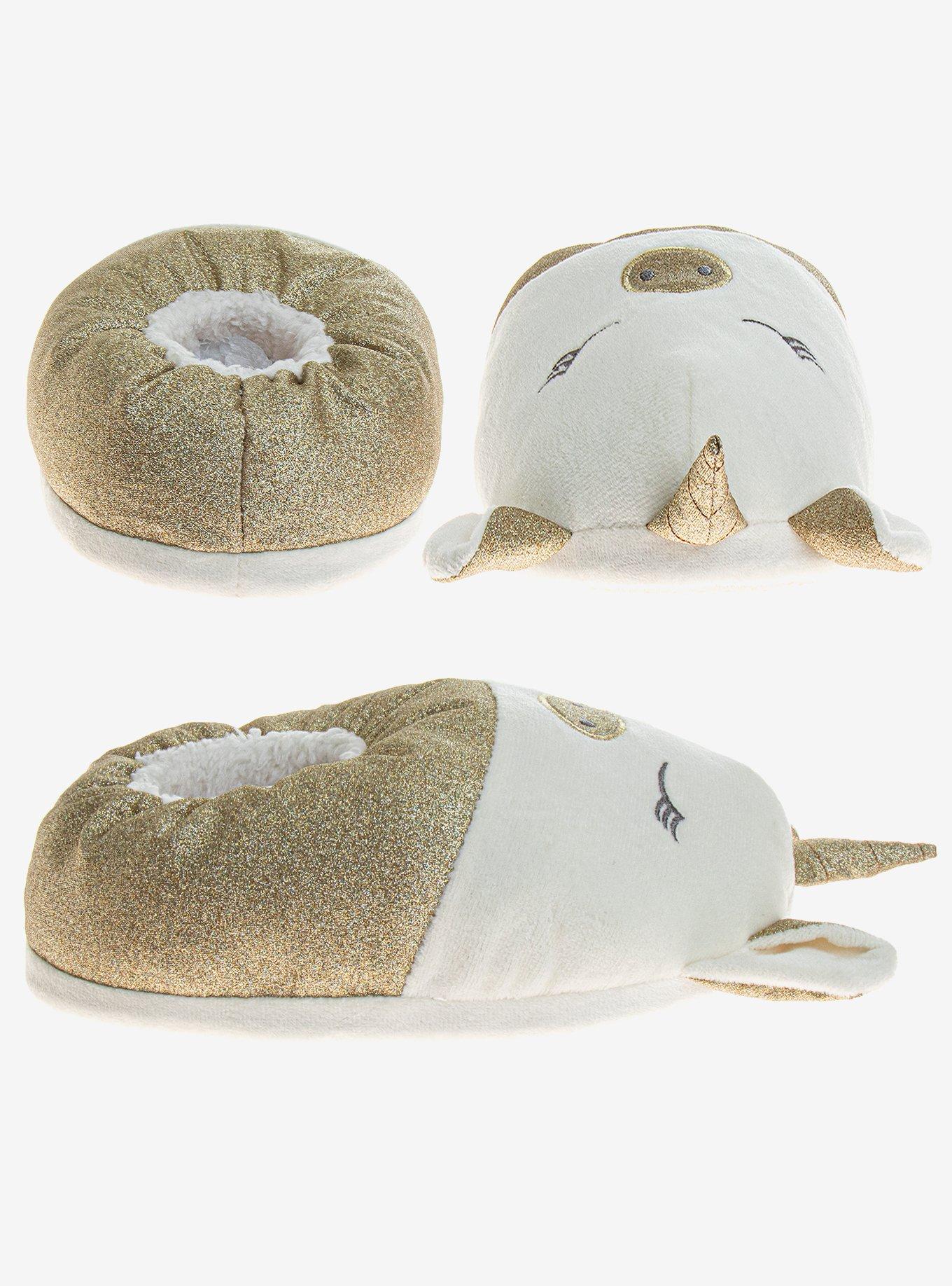 Gold Unicorn Girls Comfy Slippers, BEIGE, alternate