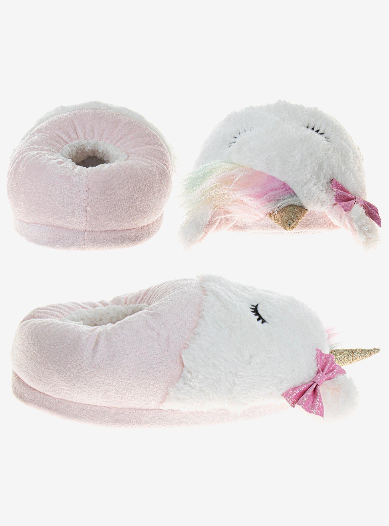 Pink Unicorn Girls Comfy Slippers, PINK, alternate