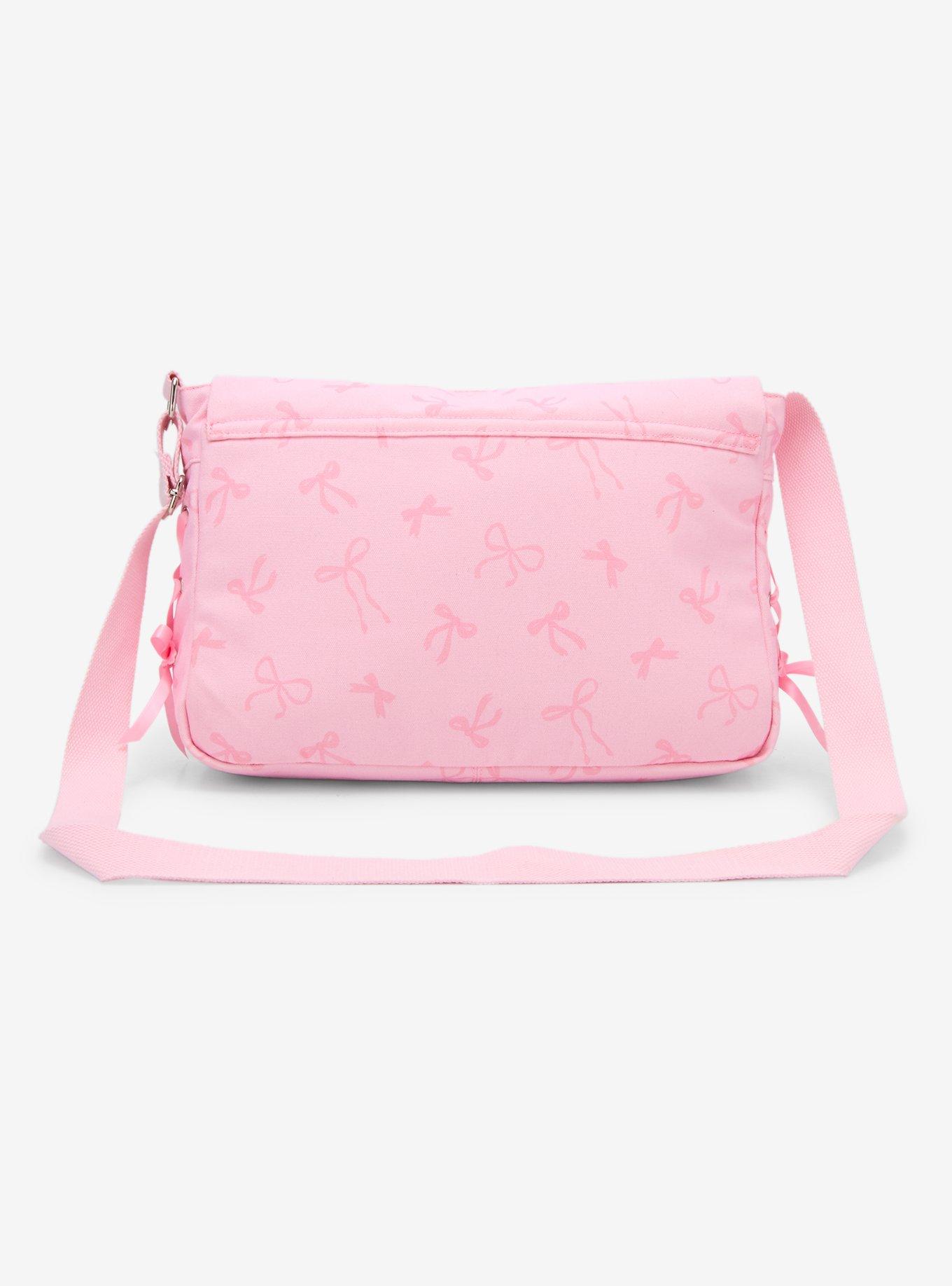 Pink Trinket Display Lace-Up Messenger Bag, , alternate
