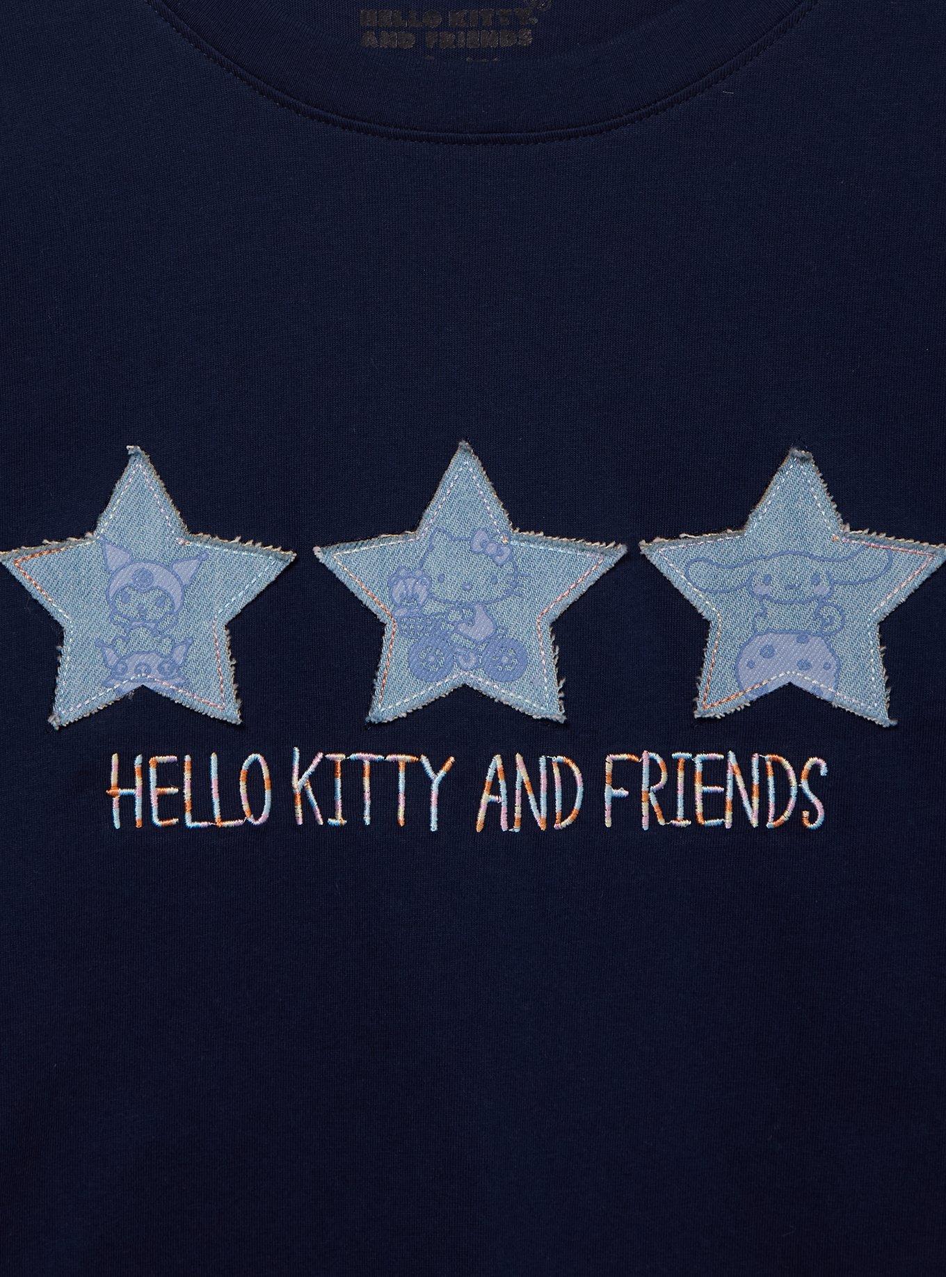 Sanrio Hello Kitty and Friends Denim Stars Women's Cropped T-Shirt - BoxLunch Exclusive, , hi-res