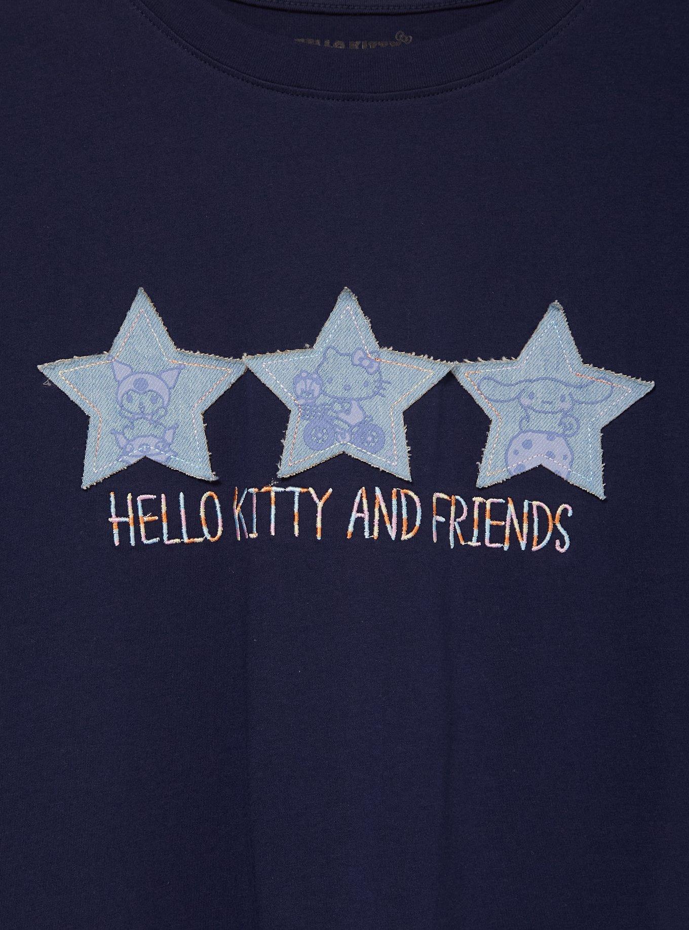 Sanrio Hello Kitty and Friends Denim Stars Women's Plus Size Cropped T-Shirt - BoxLunch Exclusive, , hi-res