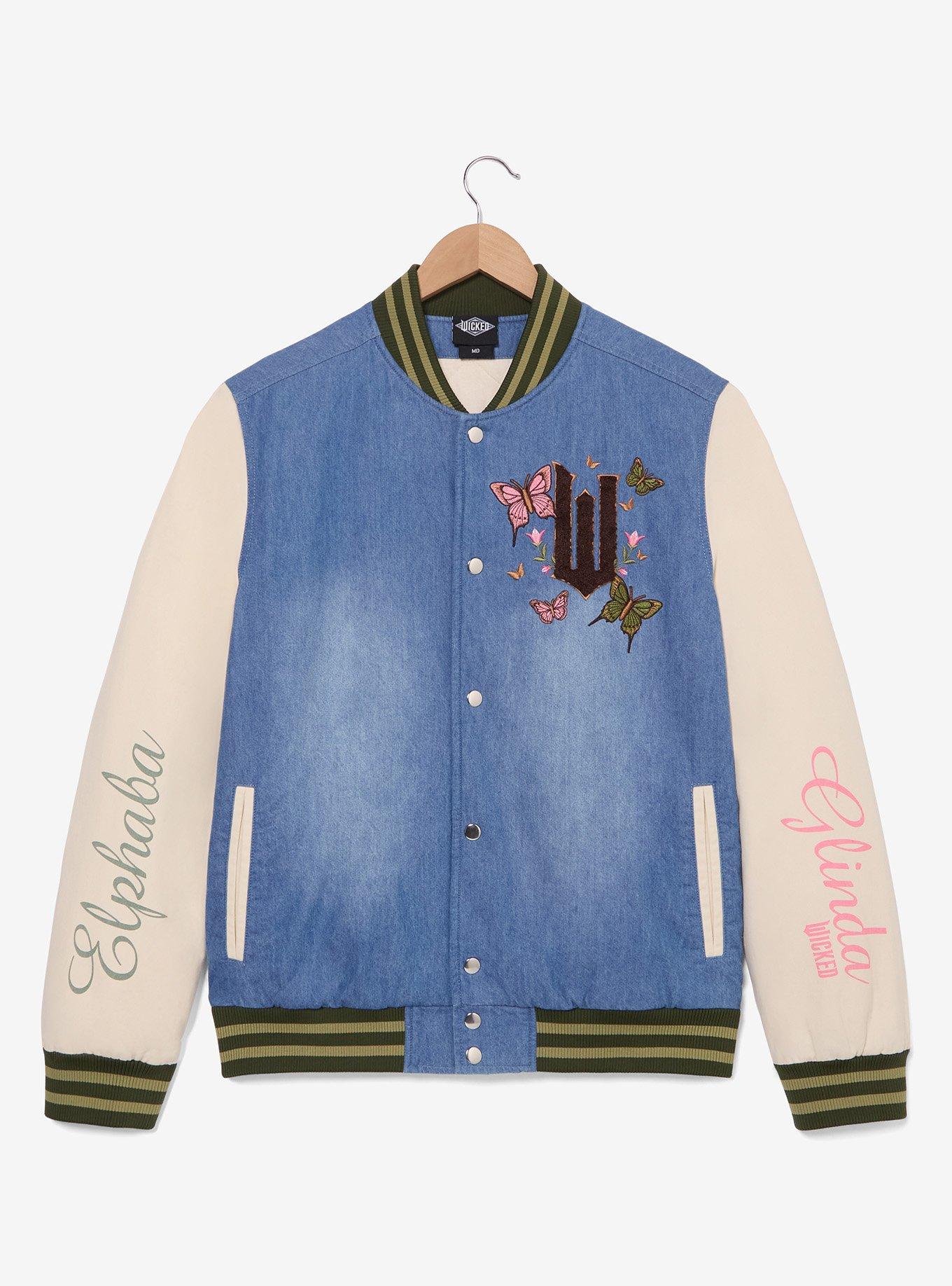 Wicked Glinda & Elphaba Denim Varsity Jacket - BoxLunch Exclusive