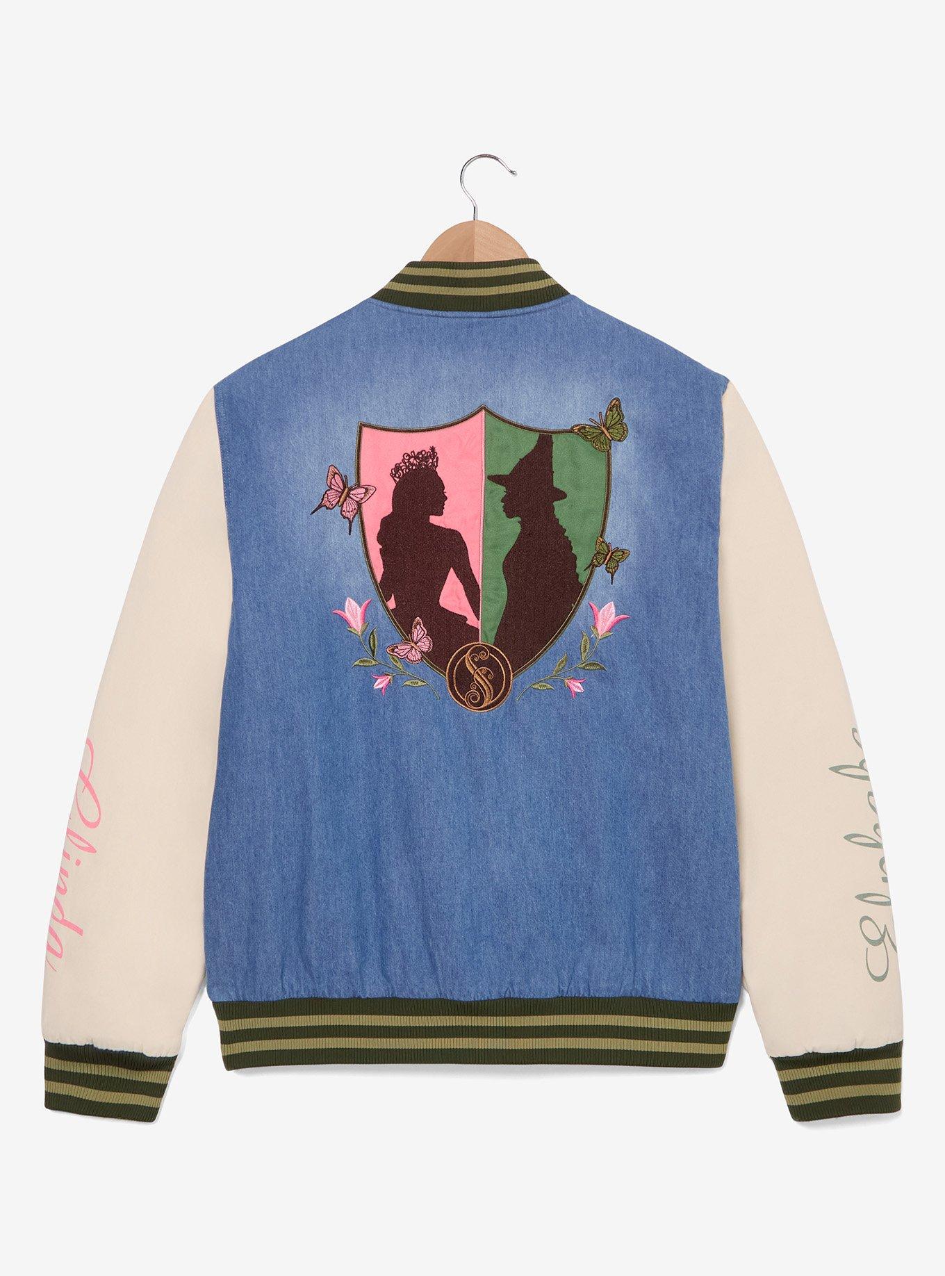 Wicked Glinda & Elphaba Denim Varsity Jacket - BoxLunch Exclusive, DENIM, alternate