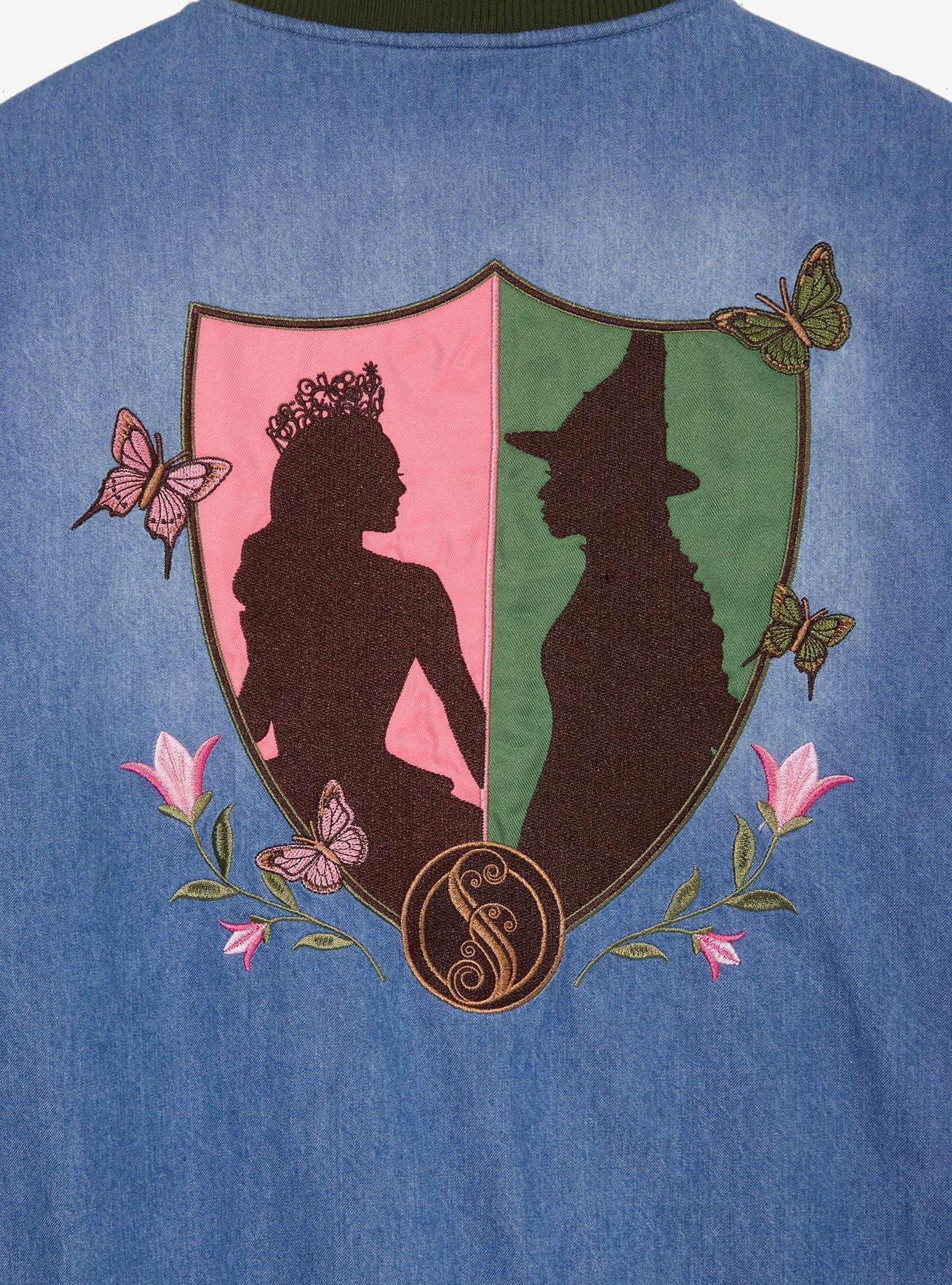 Wicked Glinda & Elphaba Denim Varsity Jacket - BoxLunch Exclusive, DENIM, alternate