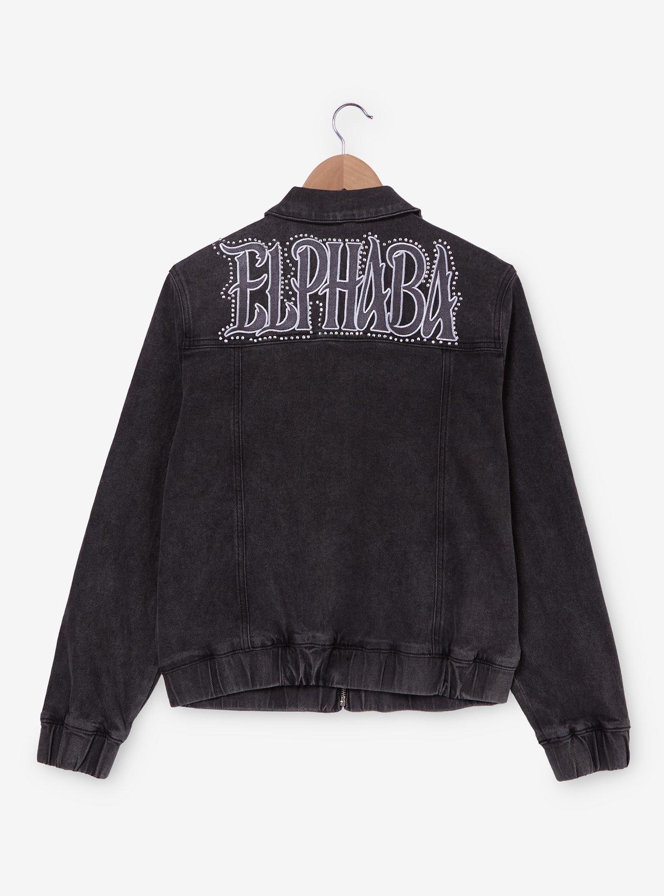 Wicked Elphaba Icons Rhinestone Women's Black Denim Jacket — BoxLunch Exclusive, , hi-res