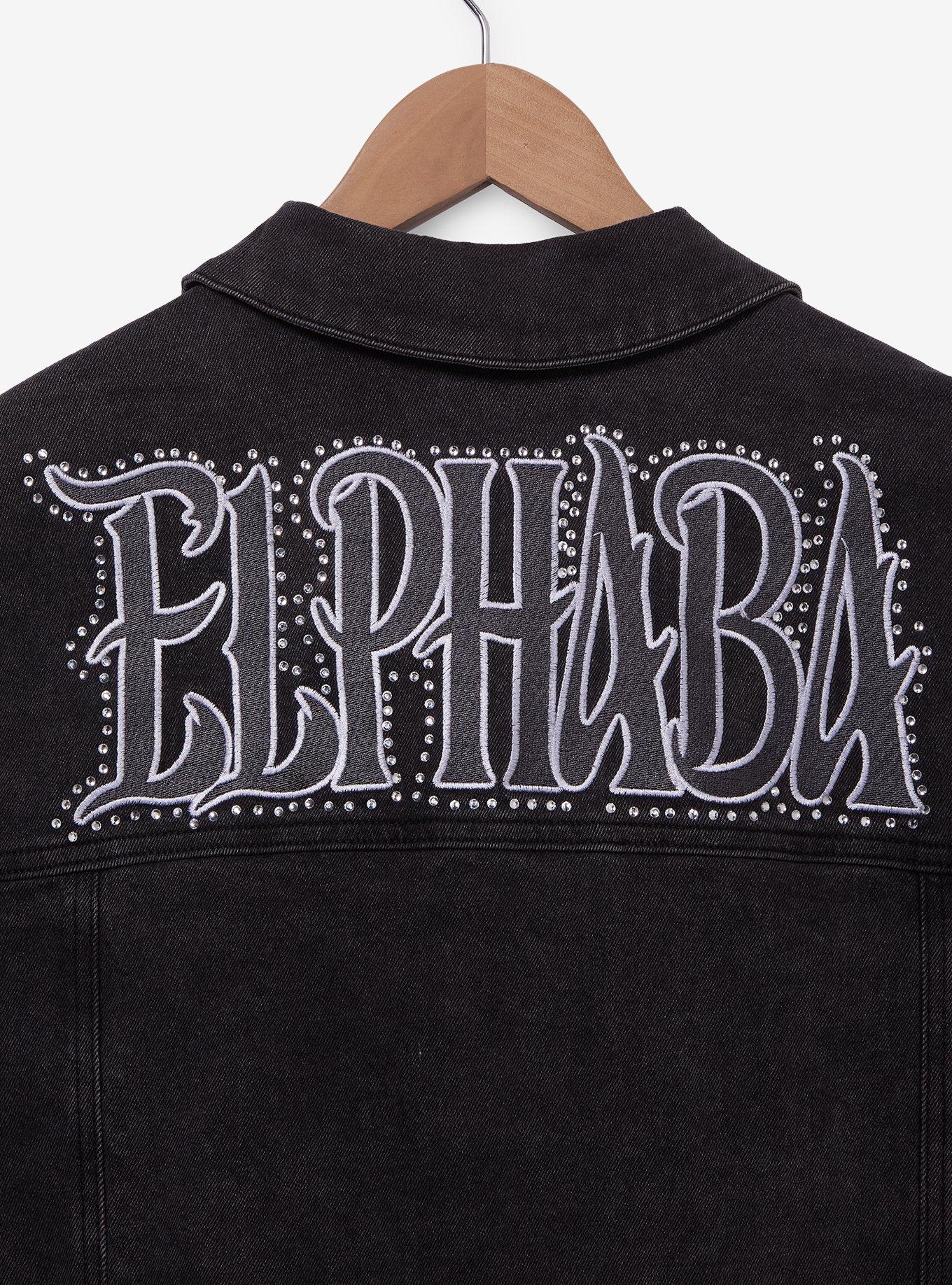 Wicked Elphaba Icons Rhinestone Women's Black Denim Jacket — BoxLunch Exclusive, DENIM, alternate
