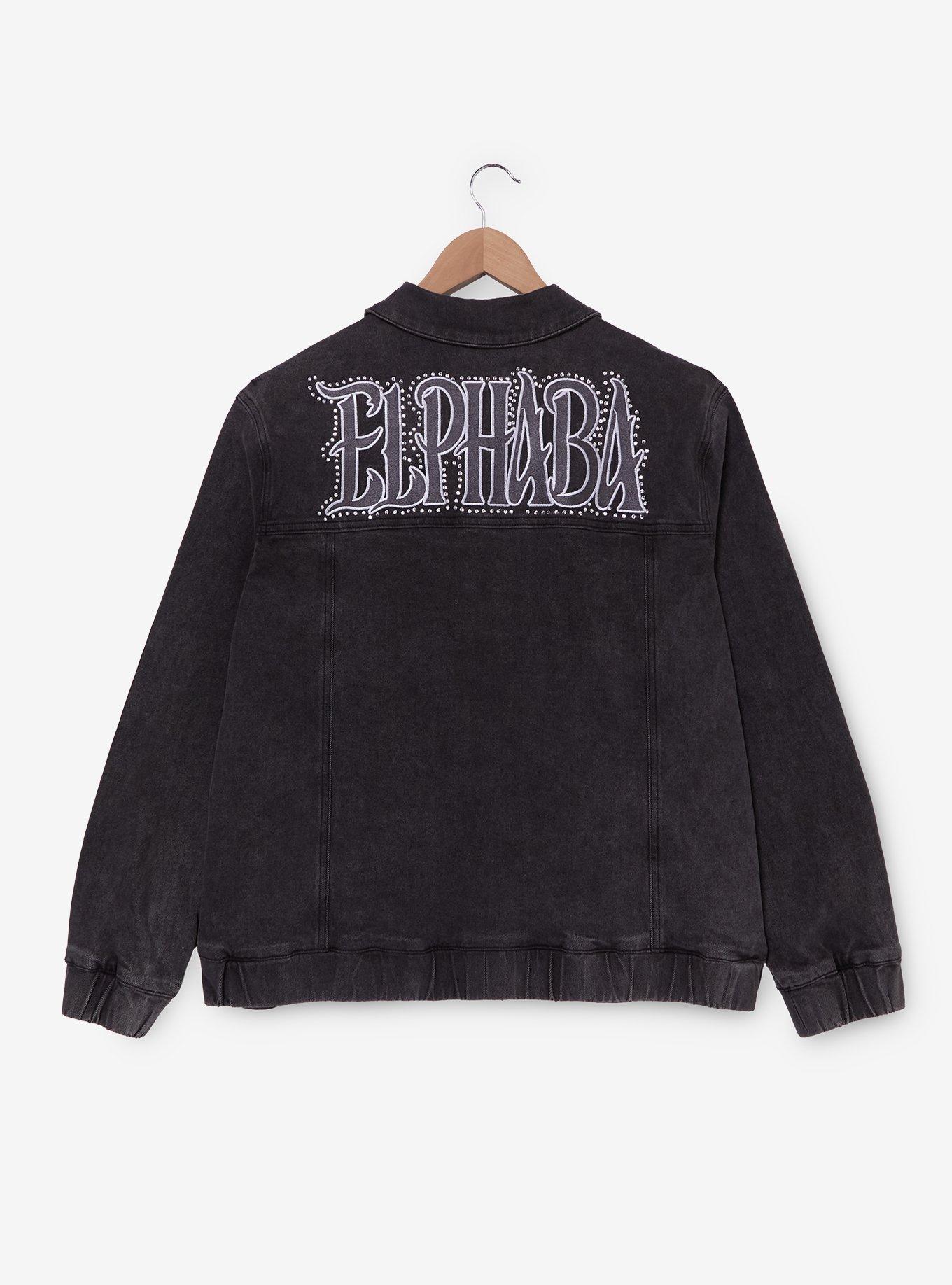 Wicked Elphaba Icons Rhinestone Women's Plus Size Black Denim Jacket — BoxLunch Exclusive, DENIM, alternate