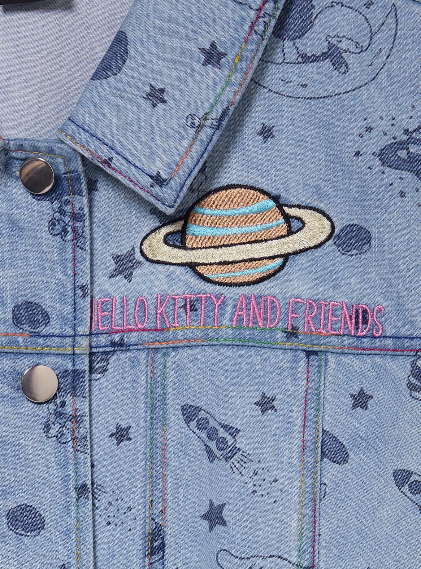 Sanrio Hello Kitty and Friends Space Allover Print Women's Plus Size Denim Jacket - BoxLunch Exclusive, DENIM, alternate