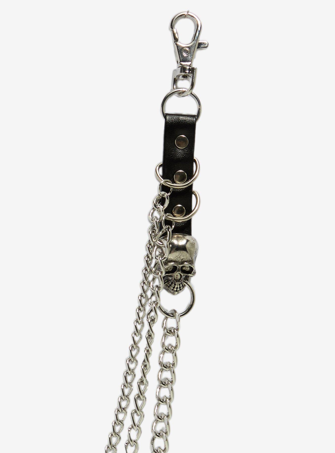Skull Ring 16 Inch, 18 Inch & 22 Inch Triple Wallet Chain, , hi-res