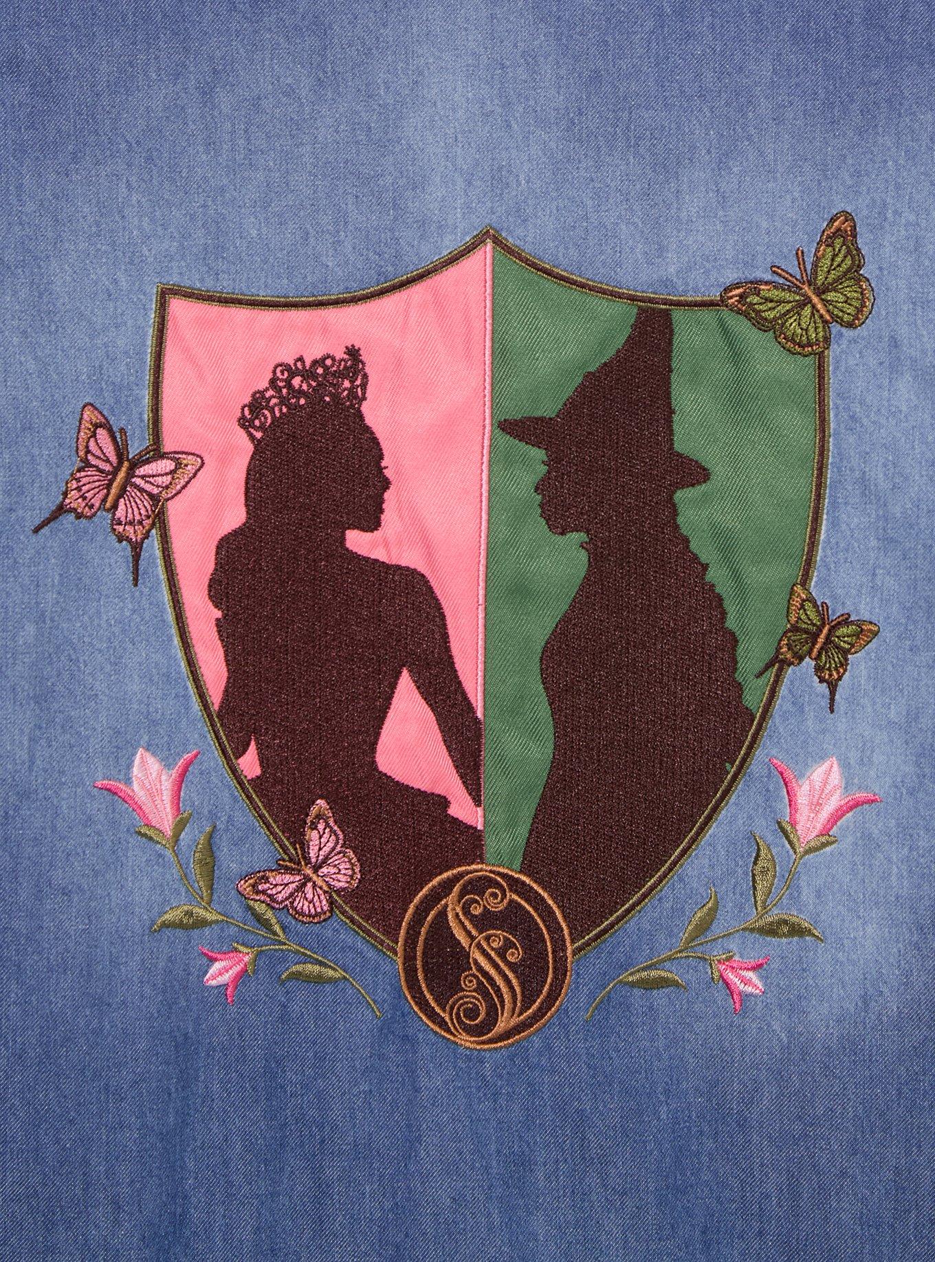 Wicked Glinda & Elphaba Youth Denim Varsity Jacket - BoxLunch Exclusive, , alternate