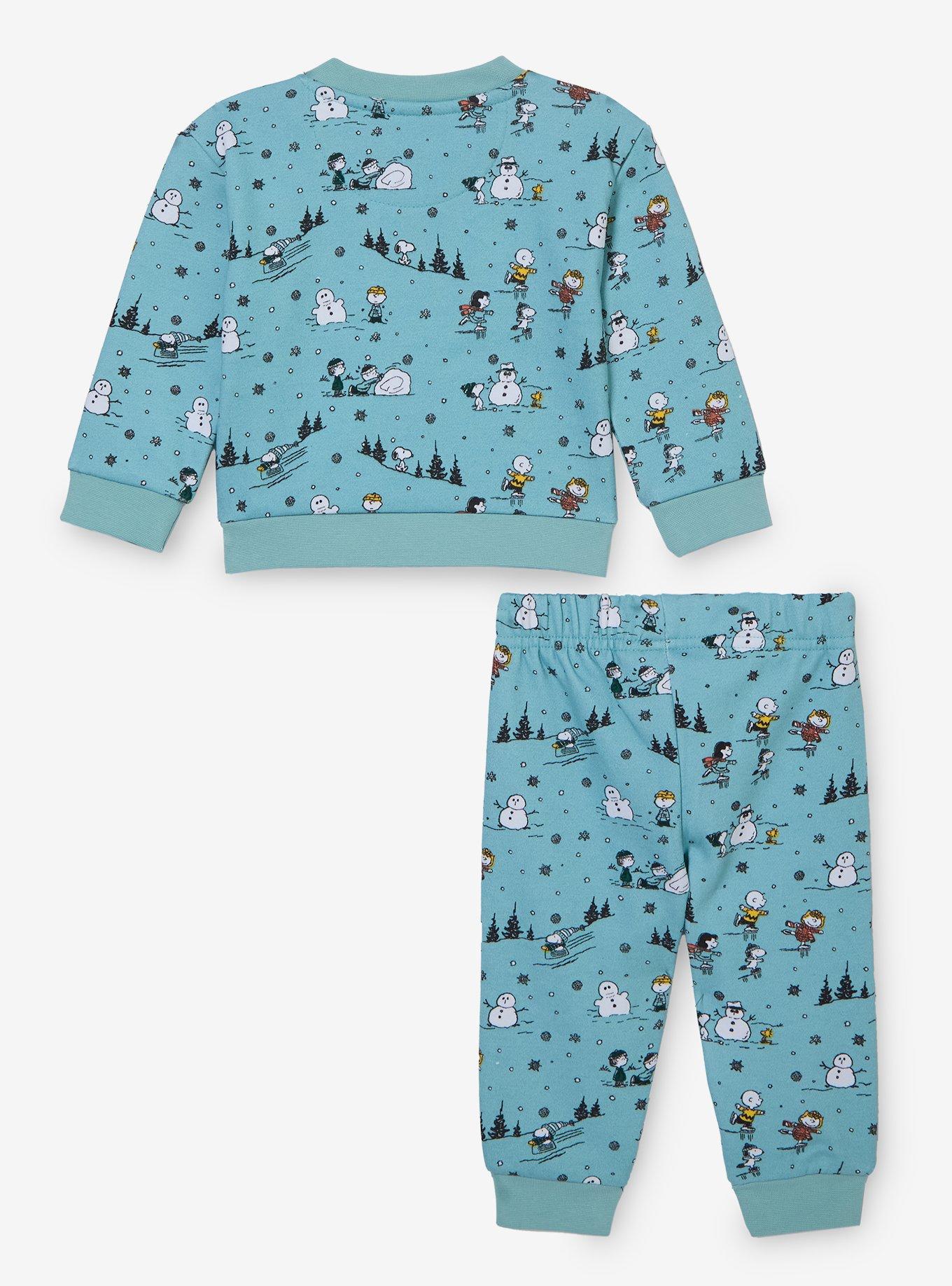 Peanuts Winter Scene Allover Print Infant Crewneck and Sweatpants Set - BoxLunch Exclusive, , hi-res