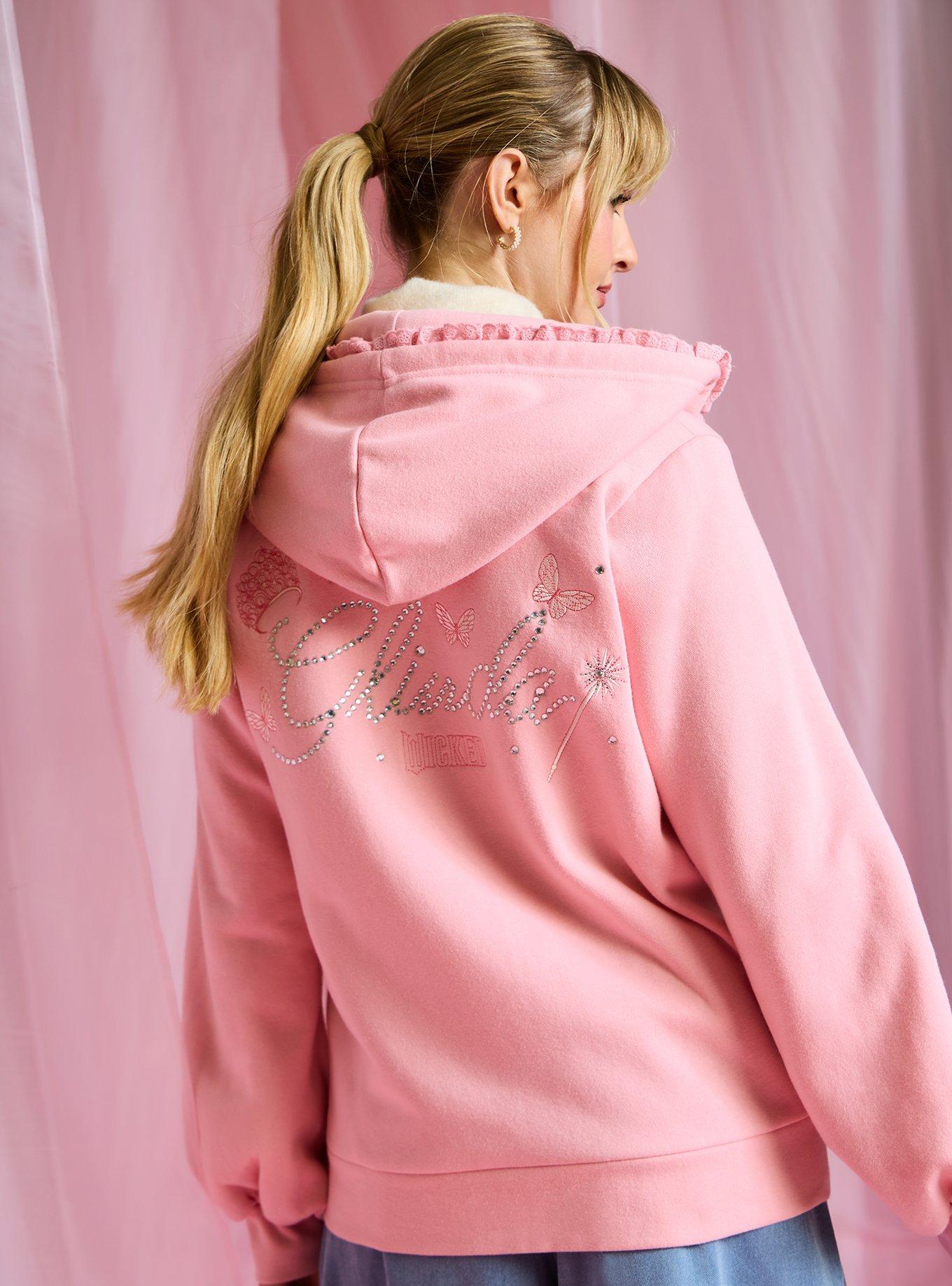 Wicked Glinda Rhinestone Ruffle Women's Zippered Hoodie - BoxLunch Exclusive, , hi-res