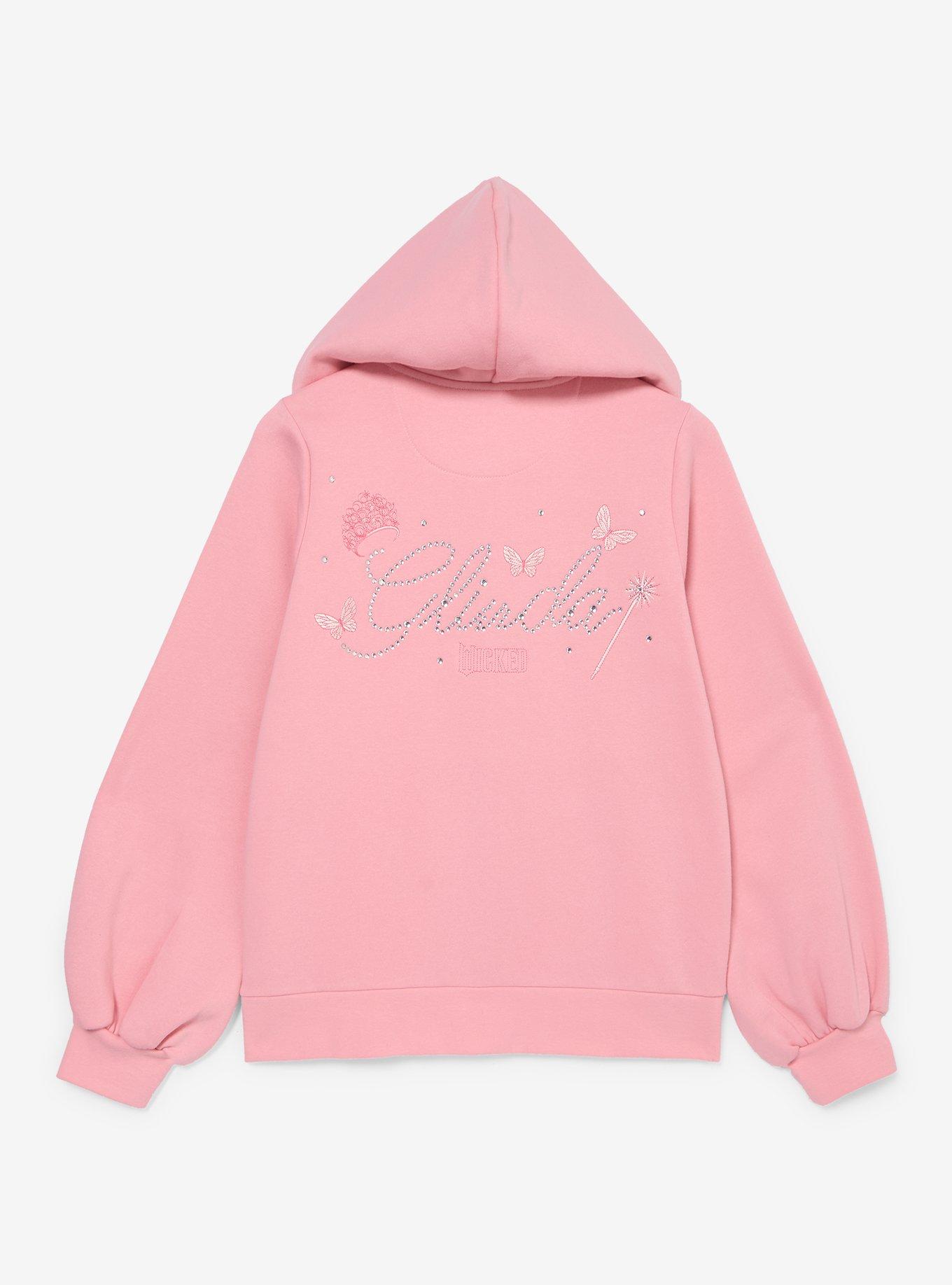 Wicked Glinda Rhinestone Ruffle Women's Zippered Hoodie - BoxLunch Exclusive, LIGHT PINK, alternate
