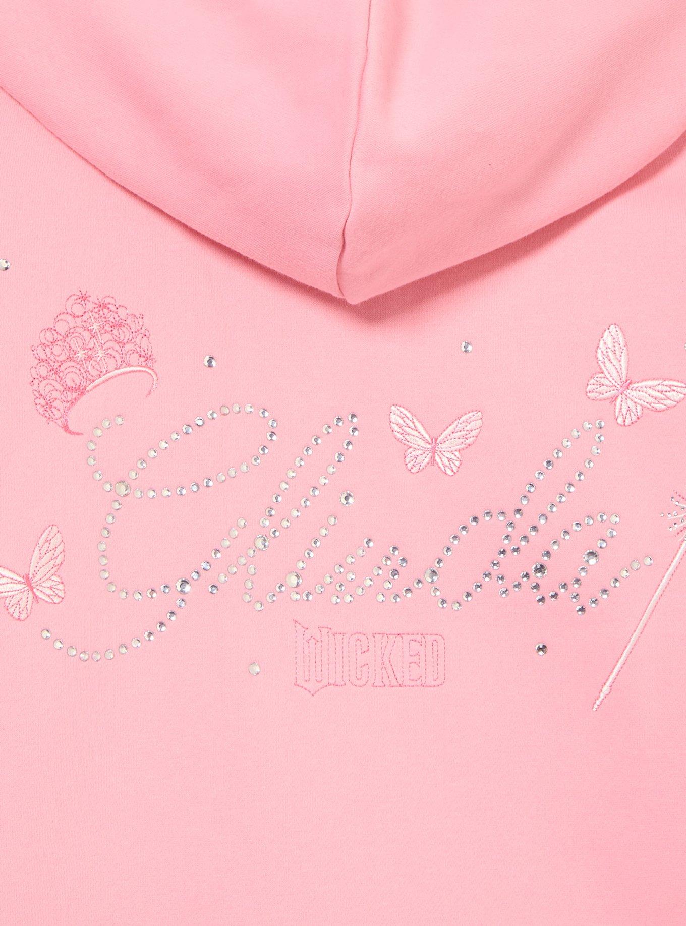 Wicked Glinda Rhinestone Ruffle Women's Plus Size Zippered Hoodie - BoxLunch Exclusive, LIGHT PINK, alternate