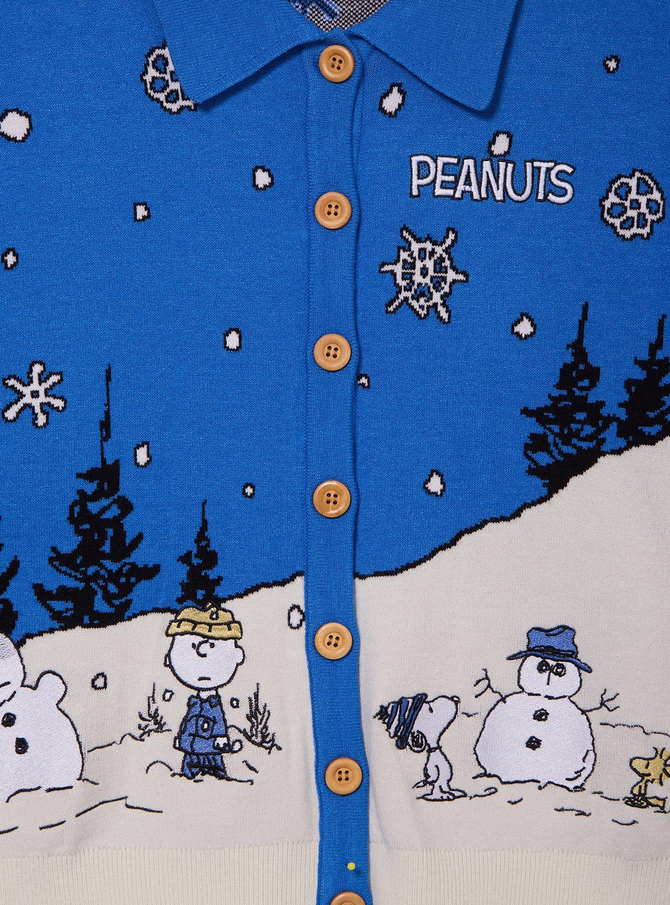 Peanuts Snowy Scene Women's Cardigan - BoxLunch Exclusive, COBALT, alternate