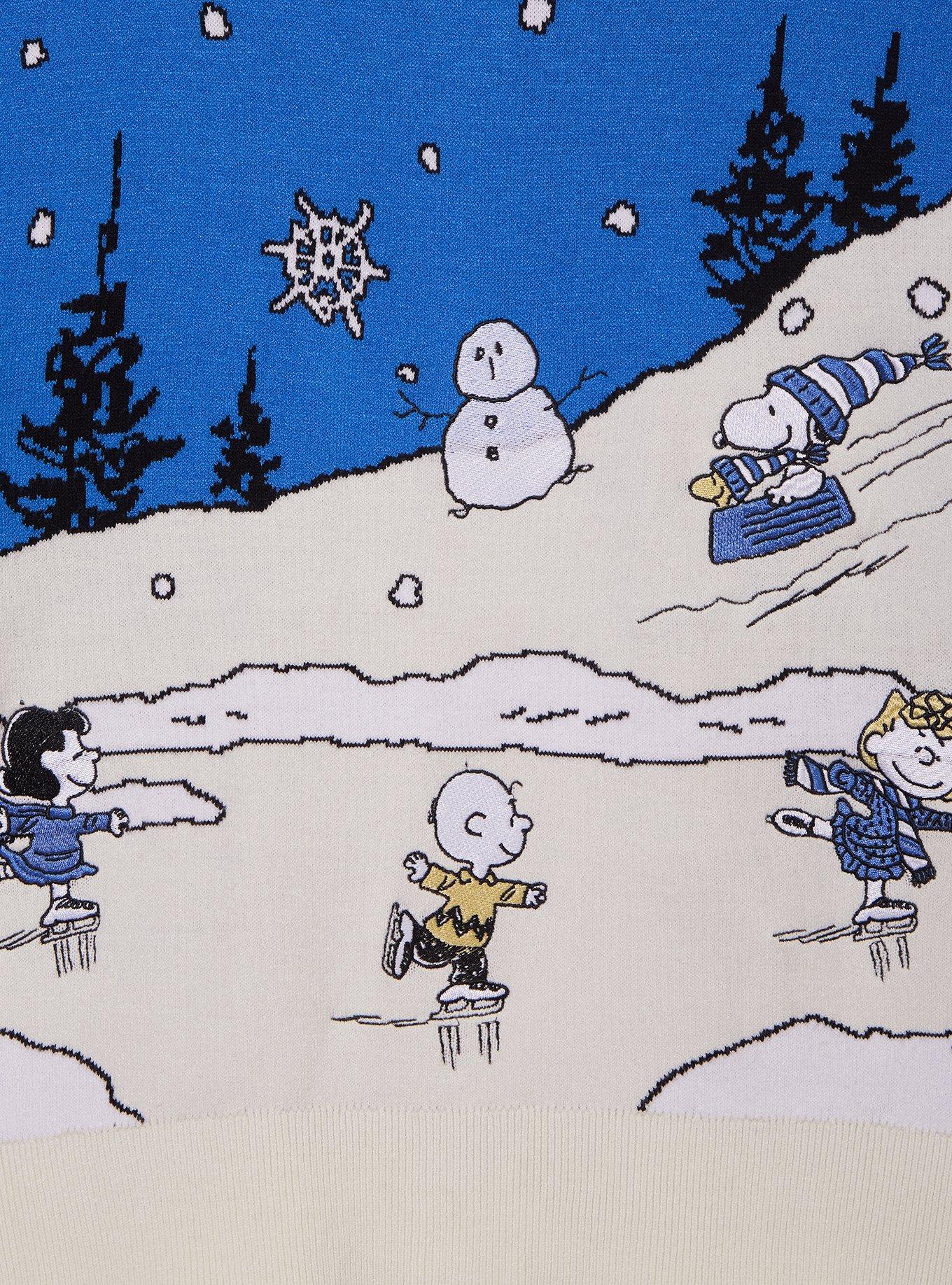 Peanuts Snowy Scene Women's Plus Size Cardigan - BoxLunch Exclusive, COBALT, alternate
