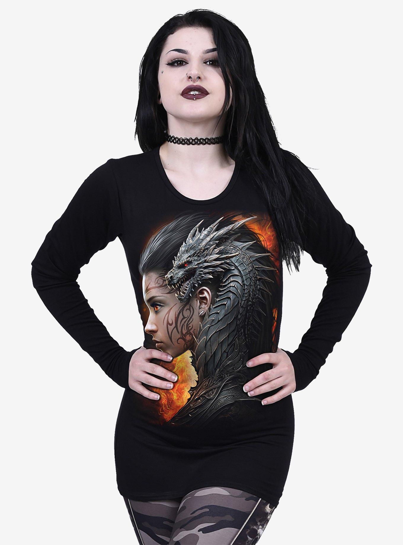 Draco Queen Baggy Long Sleeve Top, BLACK, alternate