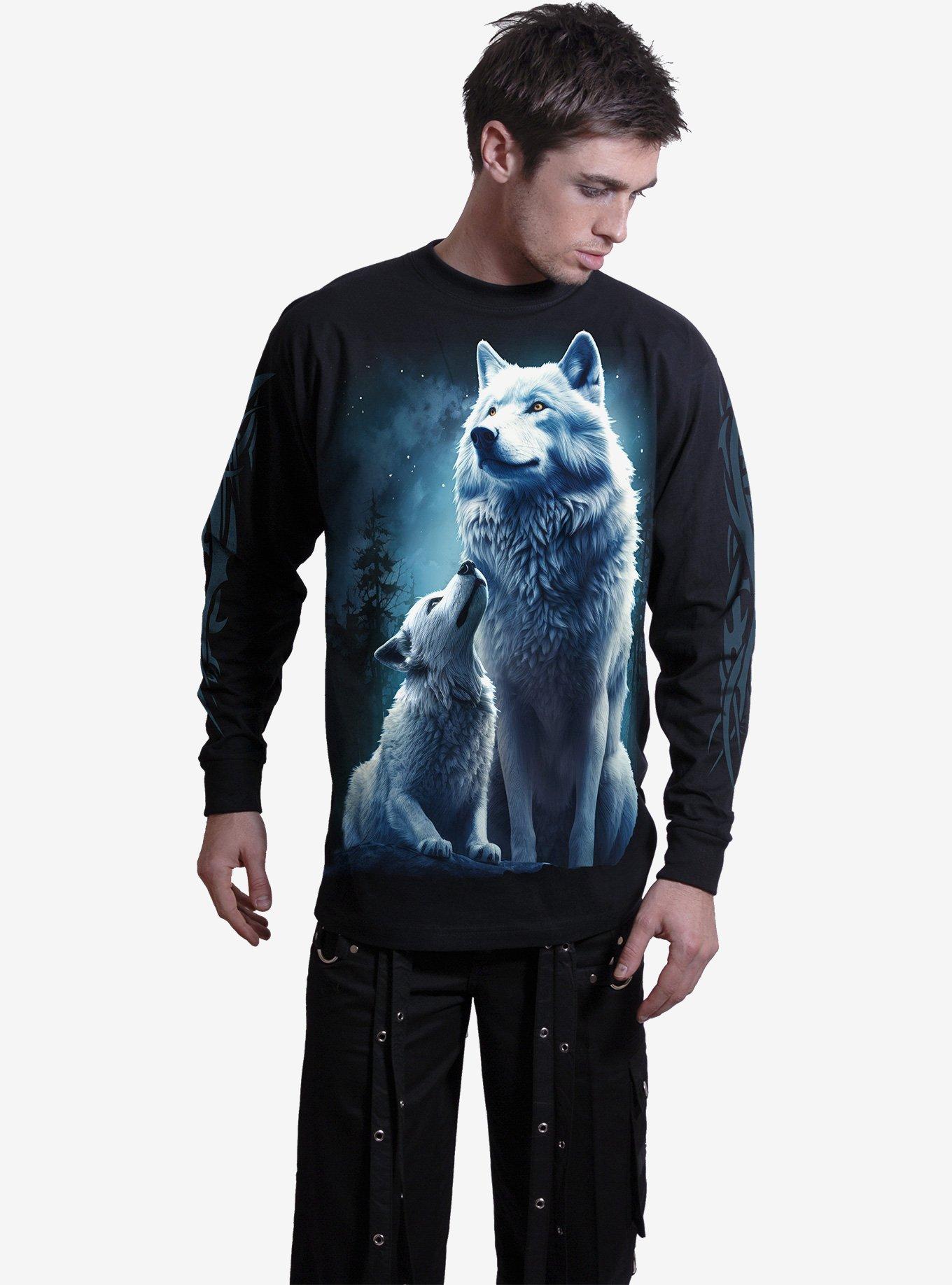 Wolf Guardian Long Sleeve T-Shirt, BLACK, alternate