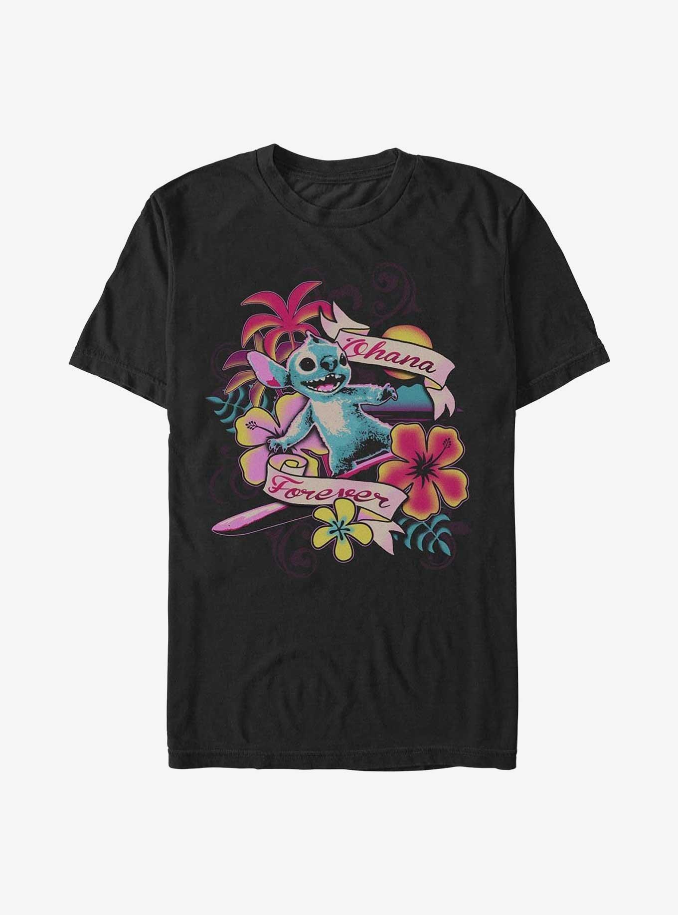 Disney Lilo & Stitch Ohana Forever Floral T-Shirt Hot Topic Web Exclusive, , hi-res