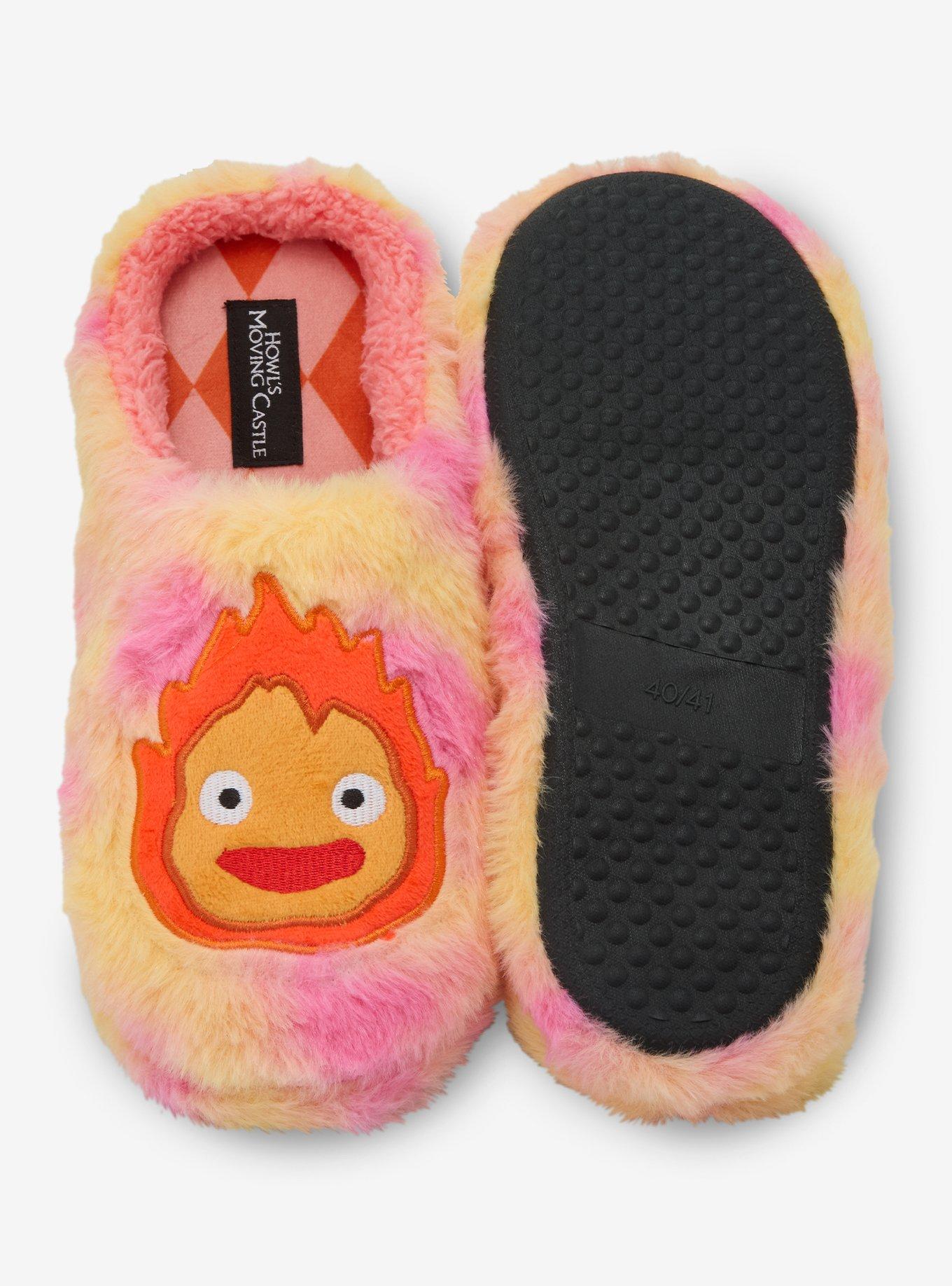Studio Ghibli® Calcifer Faux Fur Men's Slippers - BoxLunch Exclusive, , hi-res