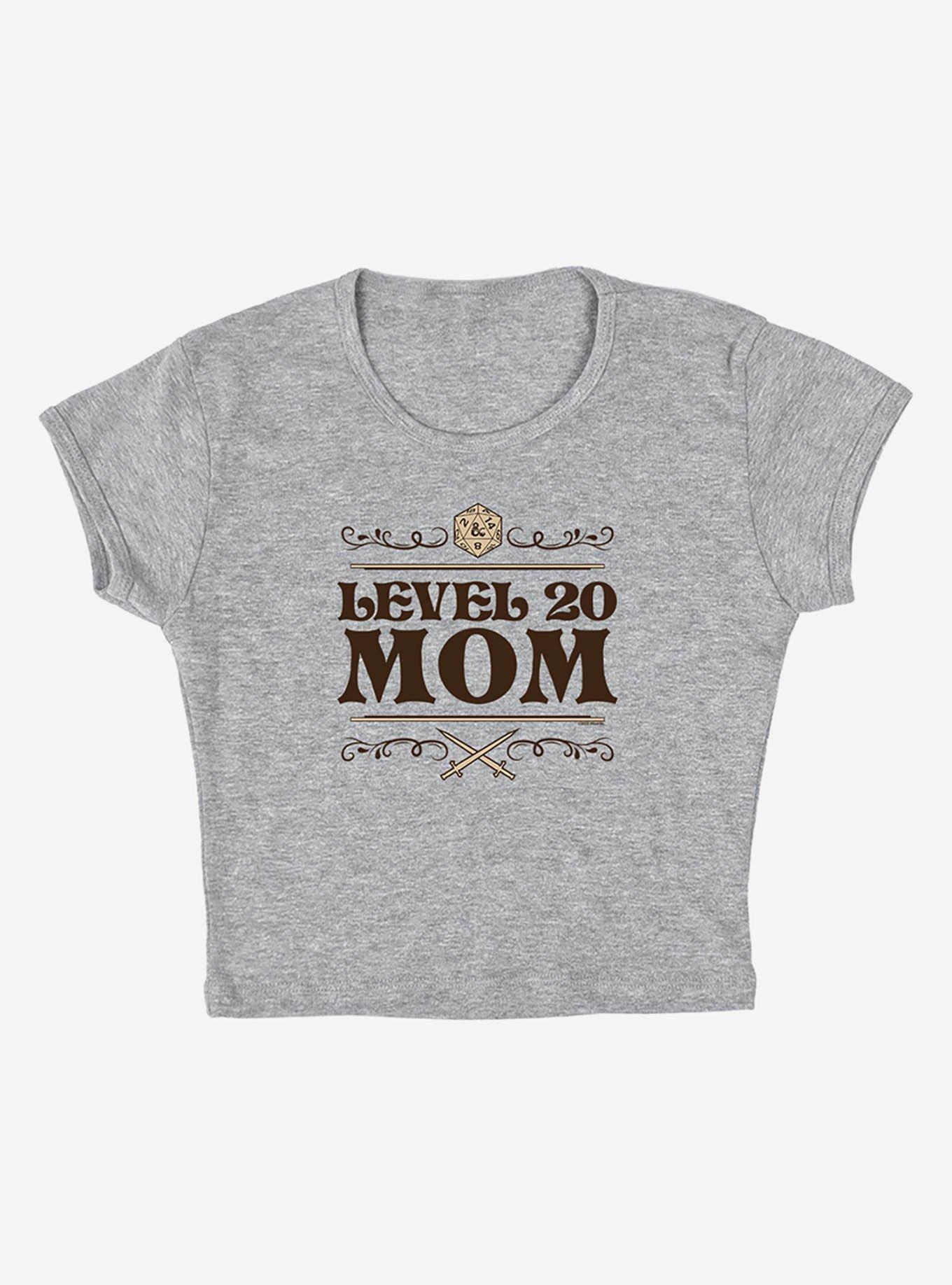 Dungeons & Dragons Level 20 Mom Cap Sleeve Baby Rib Girls Crop Top, ATHLETIC HEATHER, alternate