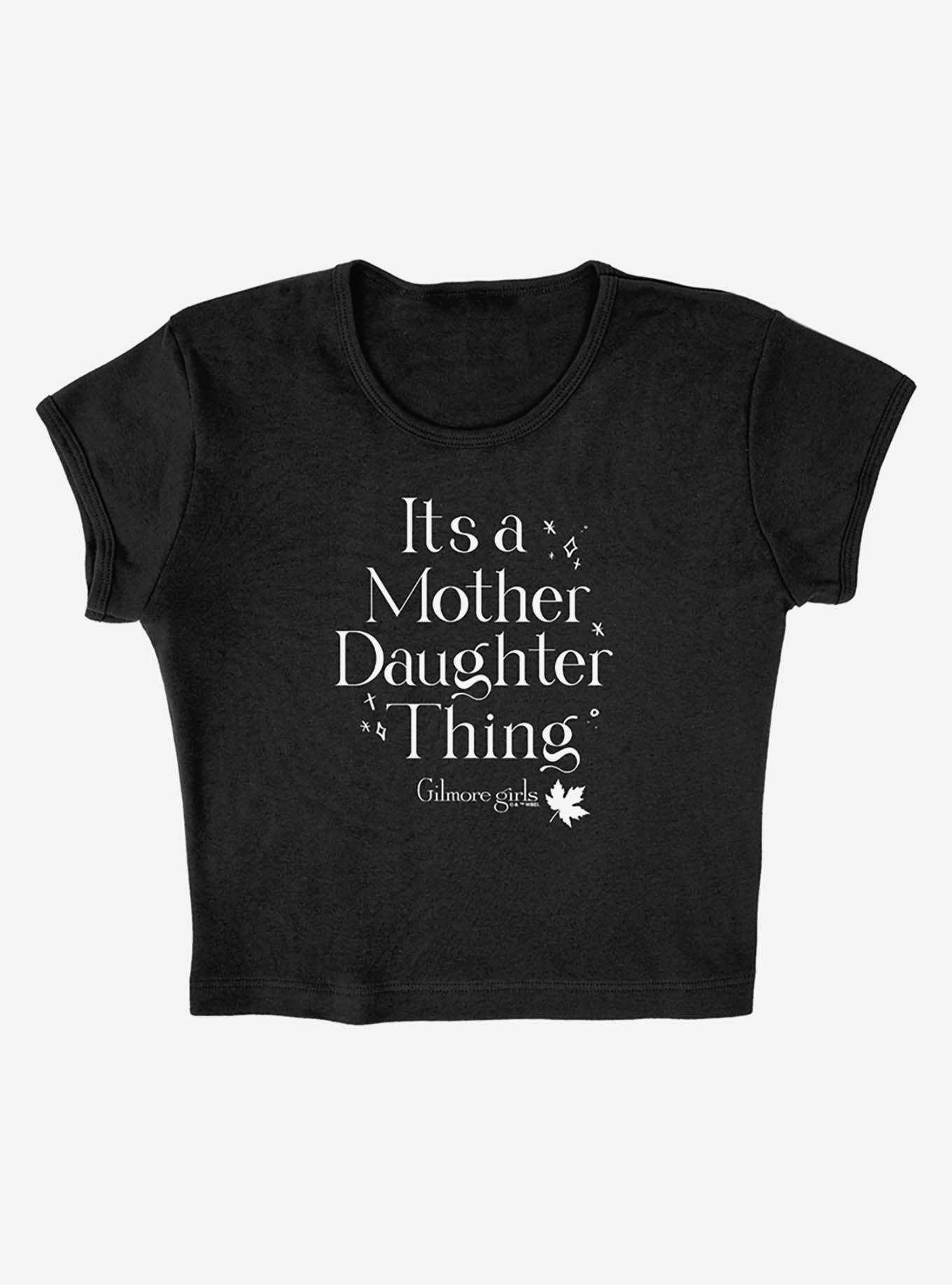 Gilmore Girls It's A Mother Daughter Thing Cap Sleeve Baby Rib Girls Crop Top, BLACK, alternate