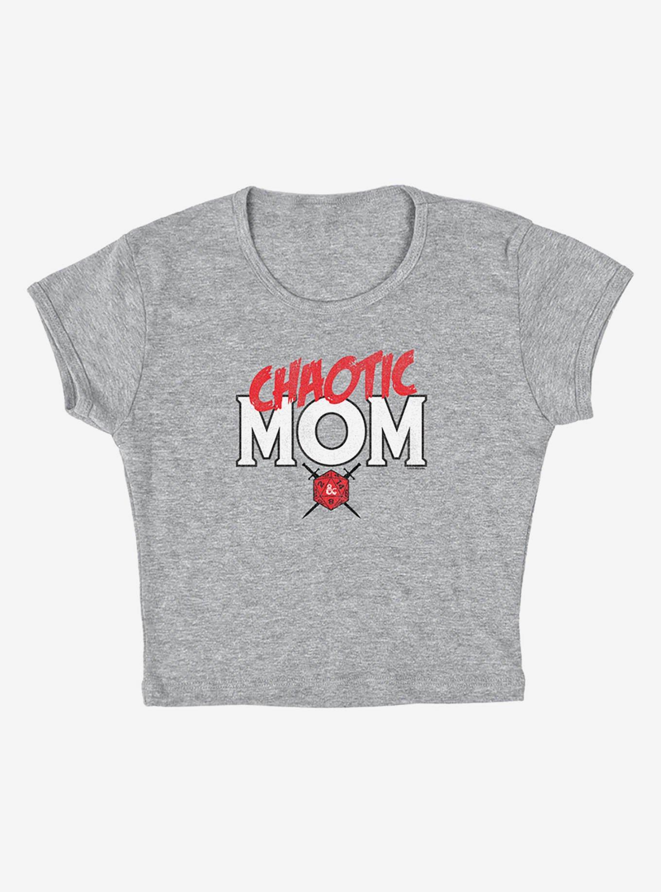 Dungeons & Dragons Chaotic Mom Cap Sleeve Baby Rib Girls Crop Top, ATHLETIC HEATHER, alternate