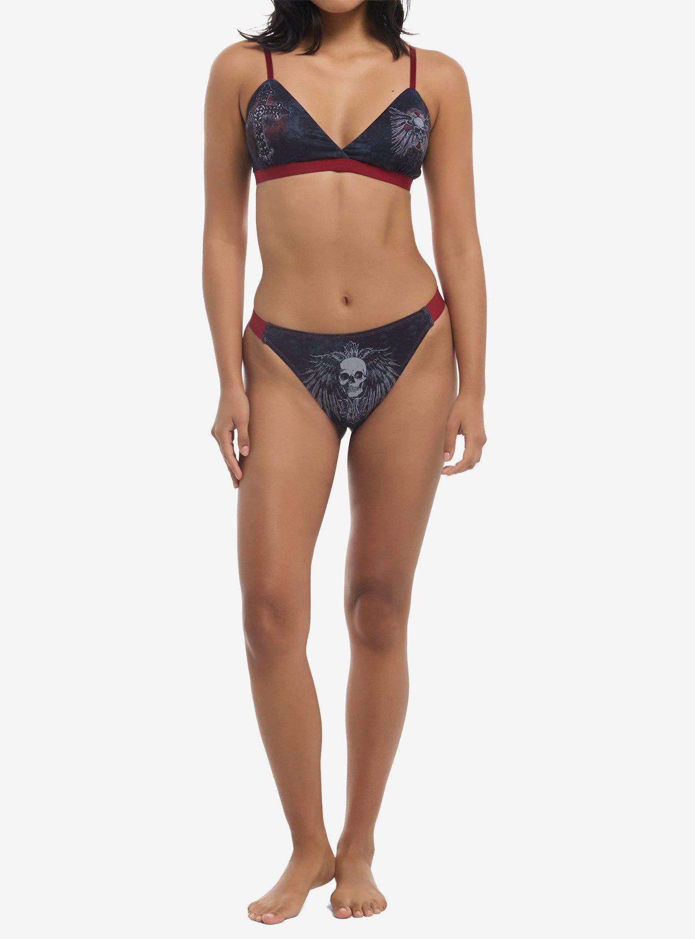 Grunge Skull & Cross Thong Panty, , hi-res