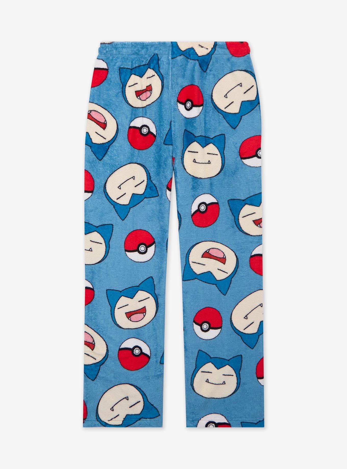 Pokémon Snorlax & Poké Balls Allover Print Plush Sleep Pants - BoxLunch Exclusive, , hi-res