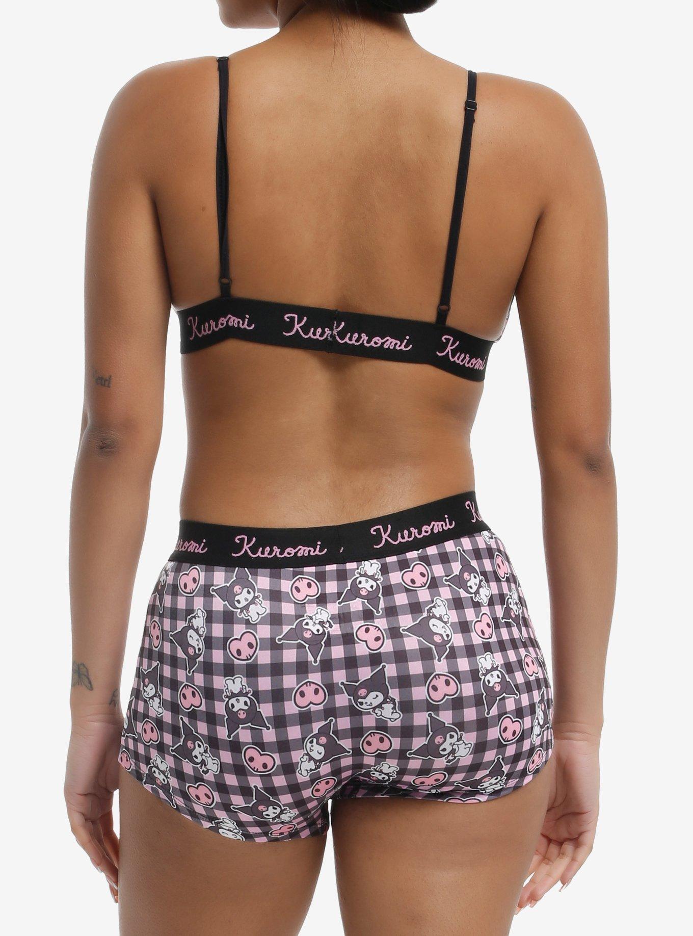 Kuromi Gingham Bra & Boyshort Panty Set, MULTI, alternate